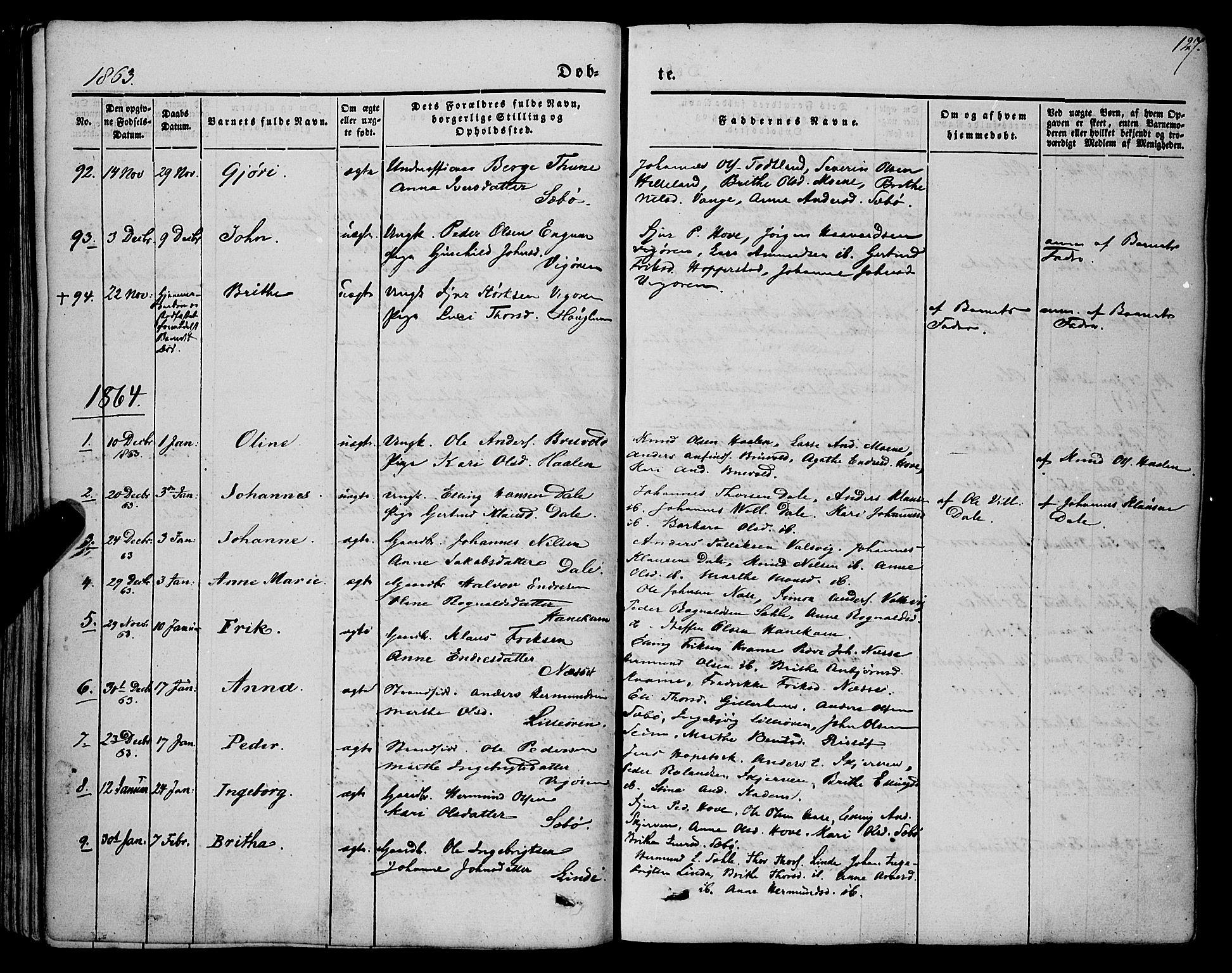 Vik sokneprestembete, AV/SAB-A-81501/H/Haa/Haaa/L0008: Parish register (official) no. A 8, 1846-1865, p. 127