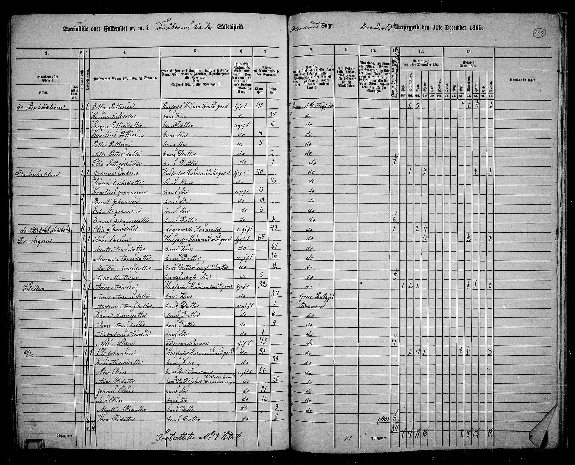 RA, 1865 census for Brandval, 1865, p. 152