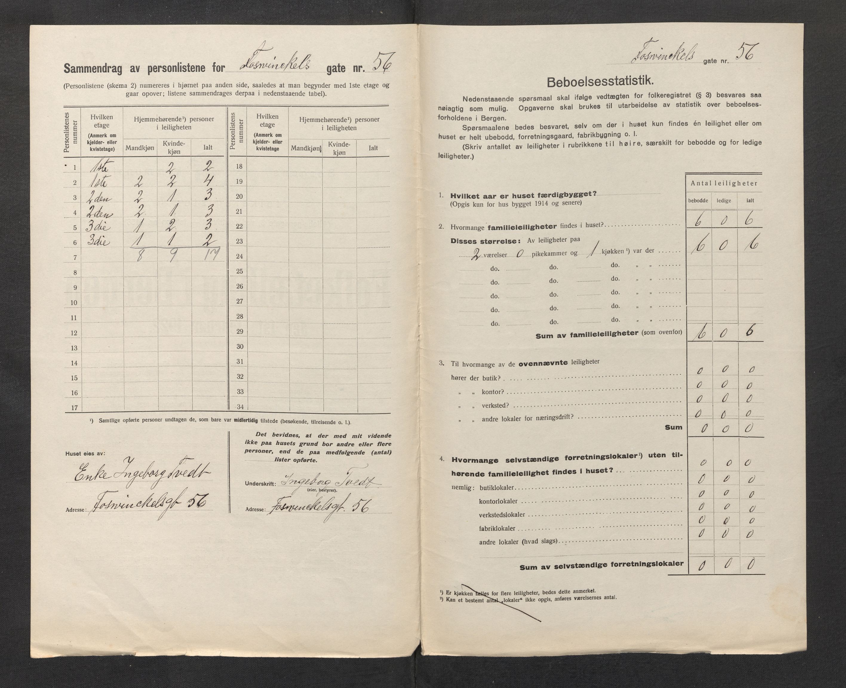 SAB, Municipal Census 1922 for Bergen, 1922, p. 8973