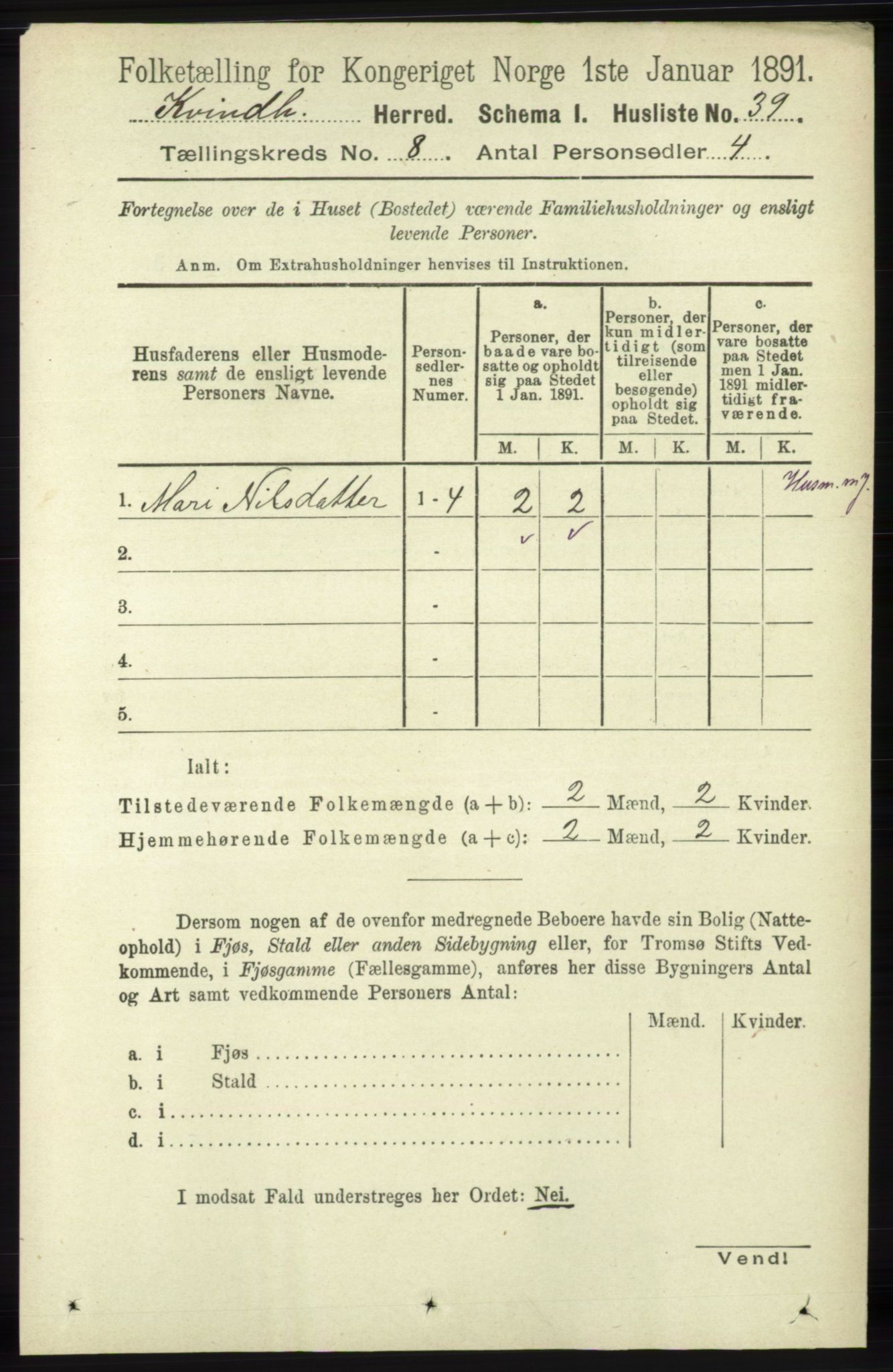 RA, 1891 census for 1224 Kvinnherad, 1891, p. 2960