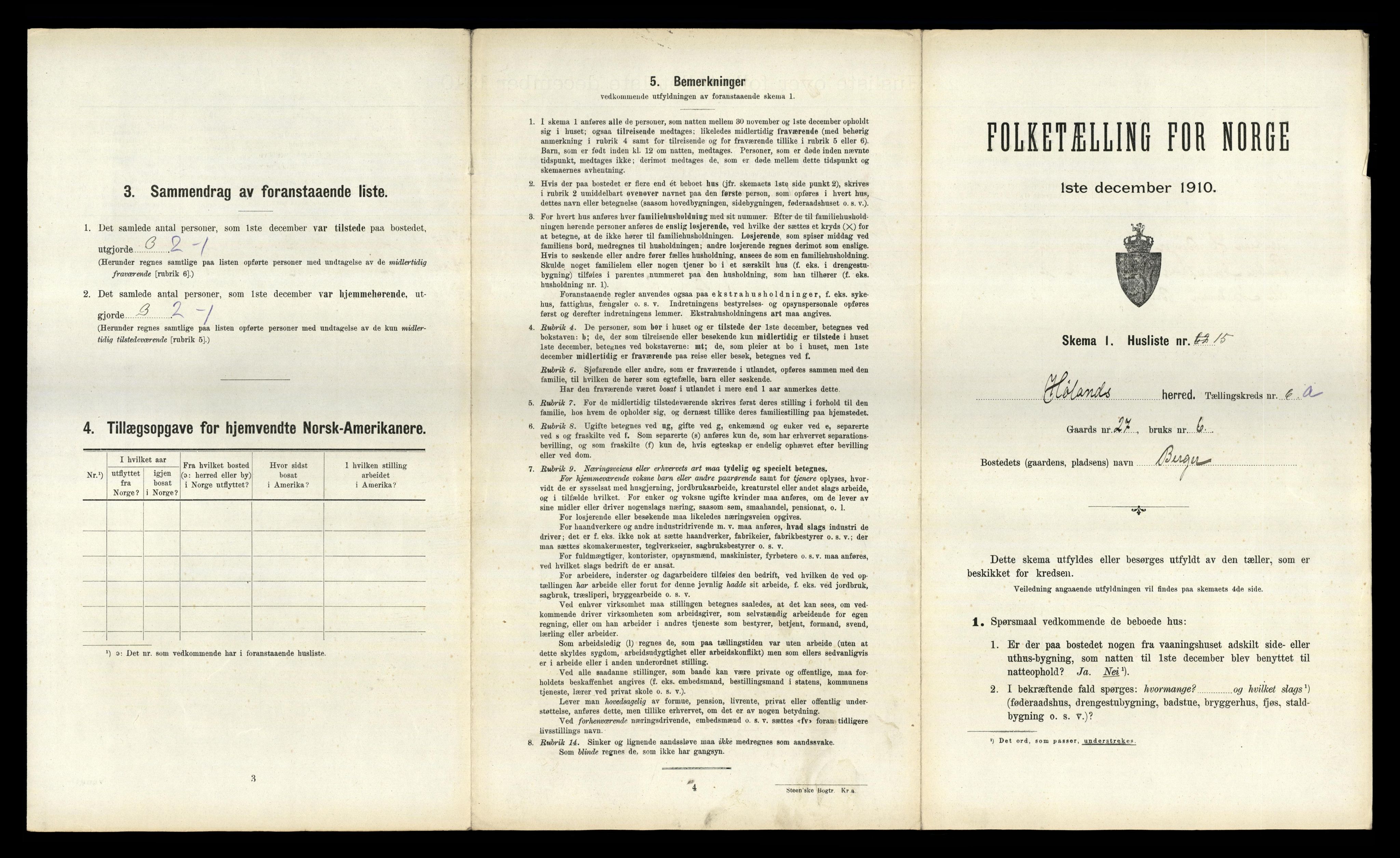 RA, 1910 census for Høland, 1910, p. 1105