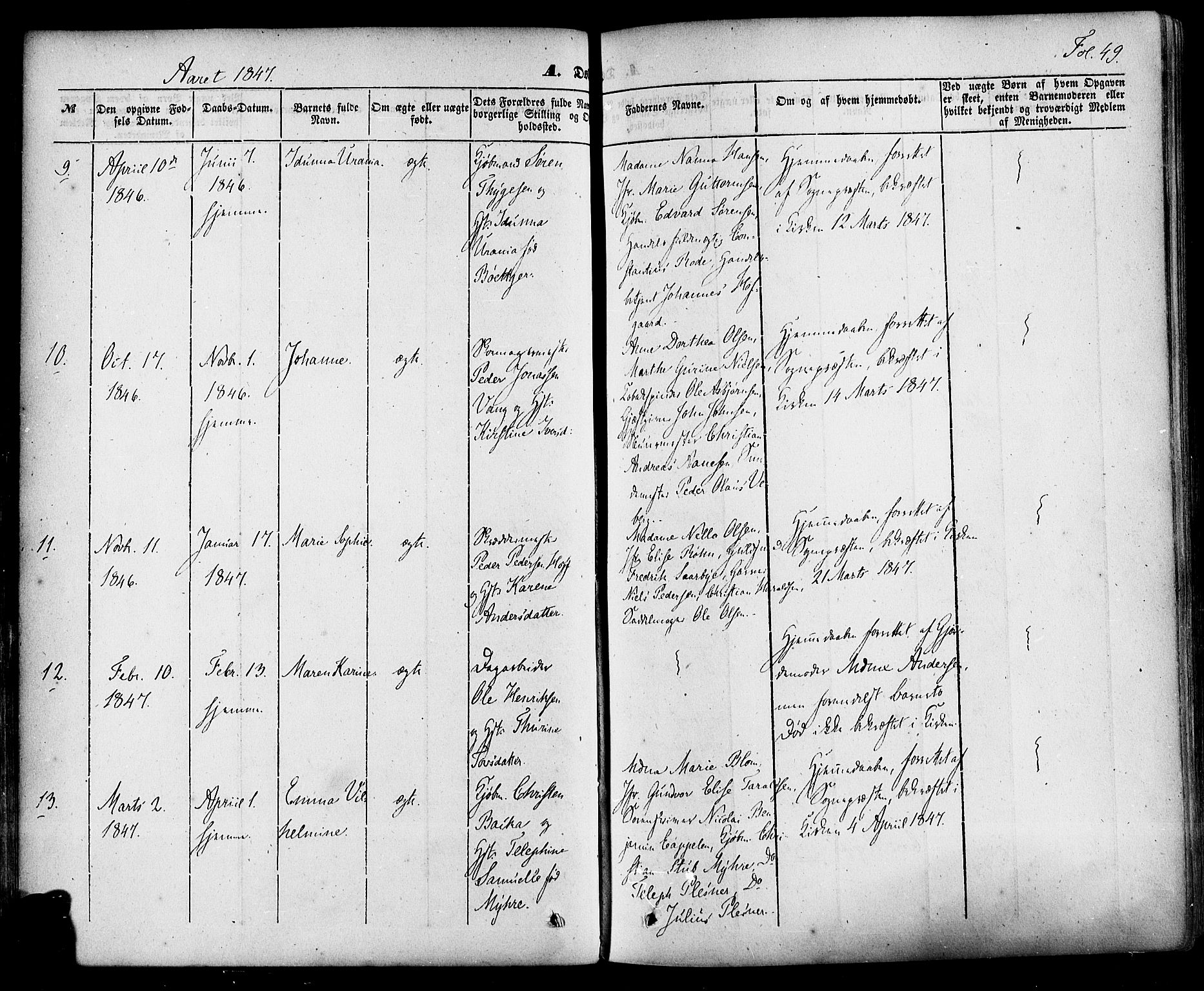 Skien kirkebøker, AV/SAKO-A-302/F/Fa/L0006a: Parish register (official) no. 6A, 1843-1856, p. 49