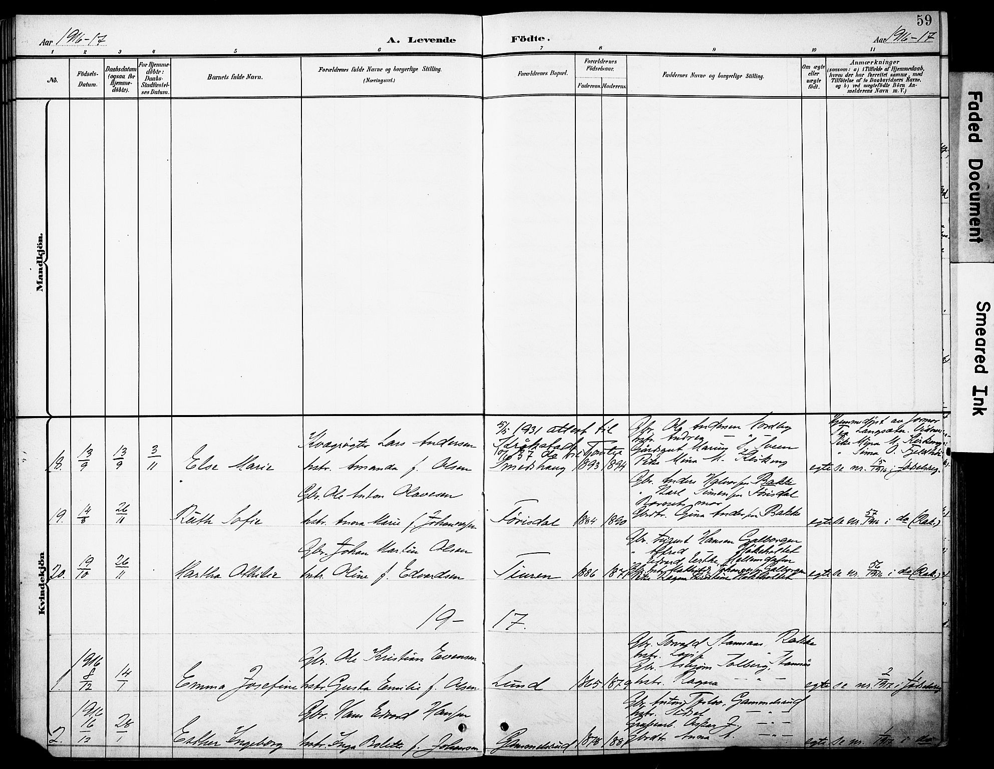 Rakkestad prestekontor Kirkebøker, AV/SAO-A-2008/F/Fb/L0002: Parish register (official) no. II 2, 1900-1920, p. 59