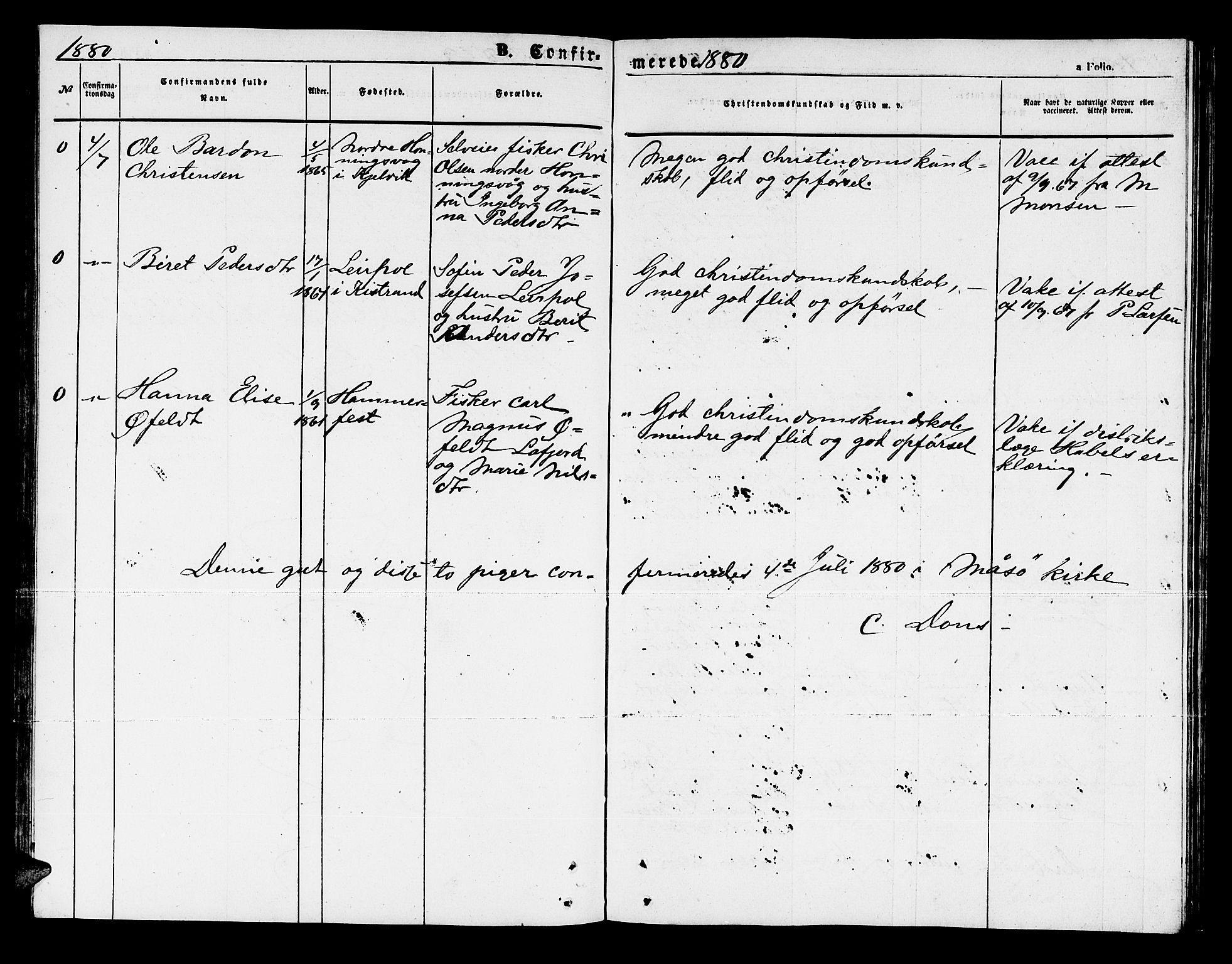 Måsøy sokneprestkontor, AV/SATØ-S-1348/H/Hb/L0003klokker: Parish register (copy) no. 3, 1861-1886