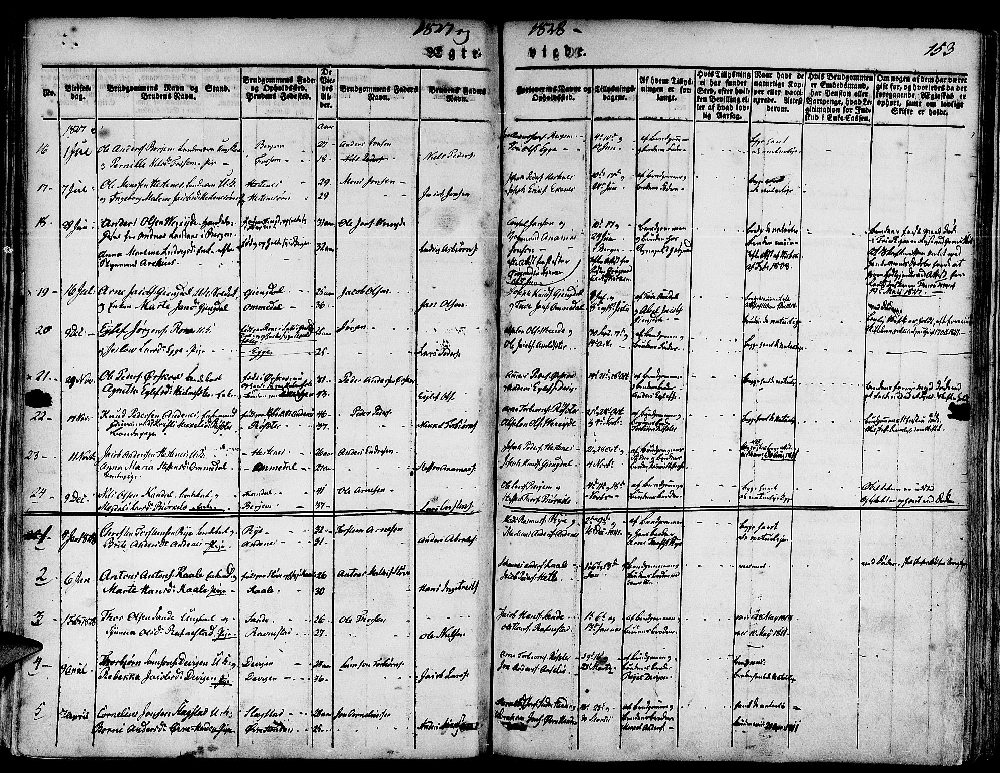 Gloppen sokneprestembete, SAB/A-80101/H/Haa/Haaa/L0007: Parish register (official) no. A 7, 1827-1837, p. 153