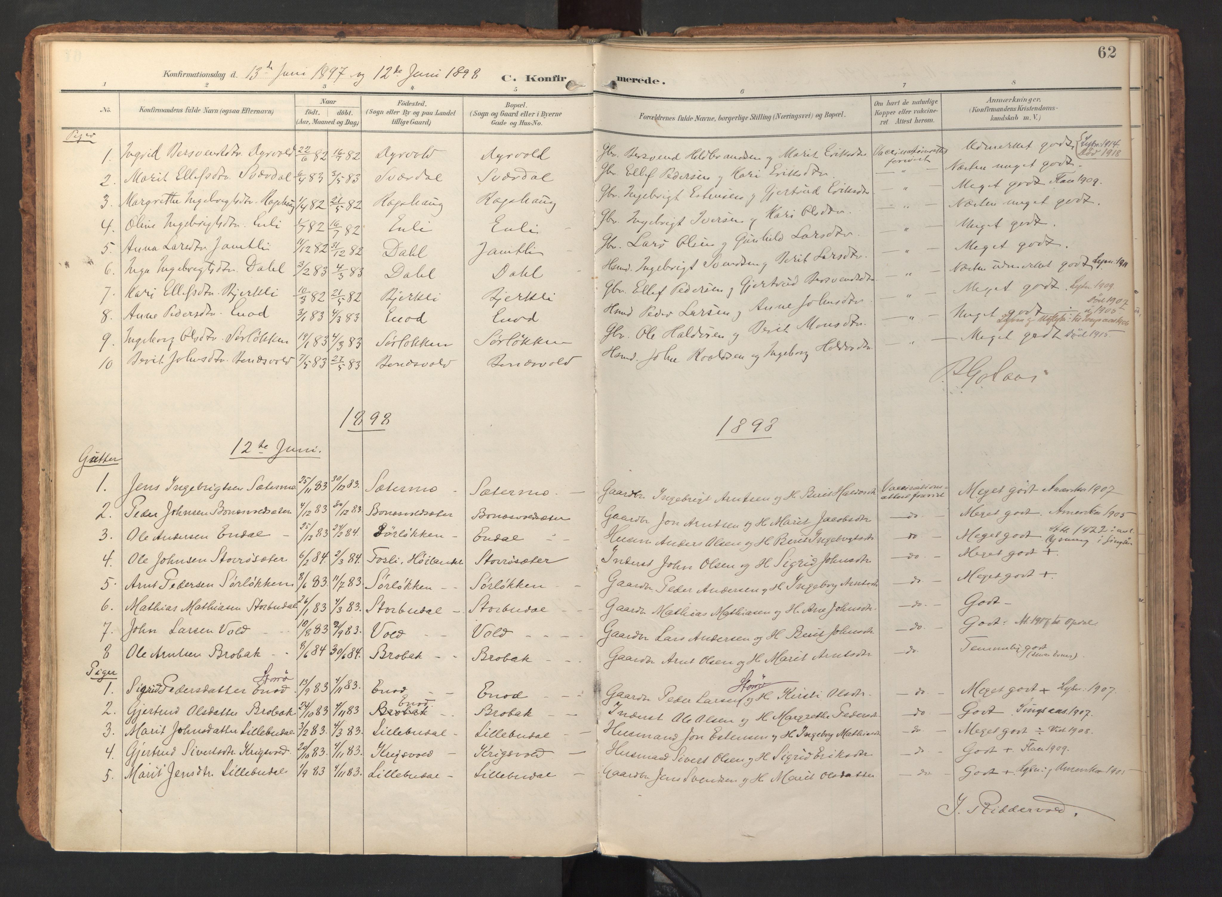 Ministerialprotokoller, klokkerbøker og fødselsregistre - Sør-Trøndelag, SAT/A-1456/690/L1050: Parish register (official) no. 690A01, 1889-1929, p. 62
