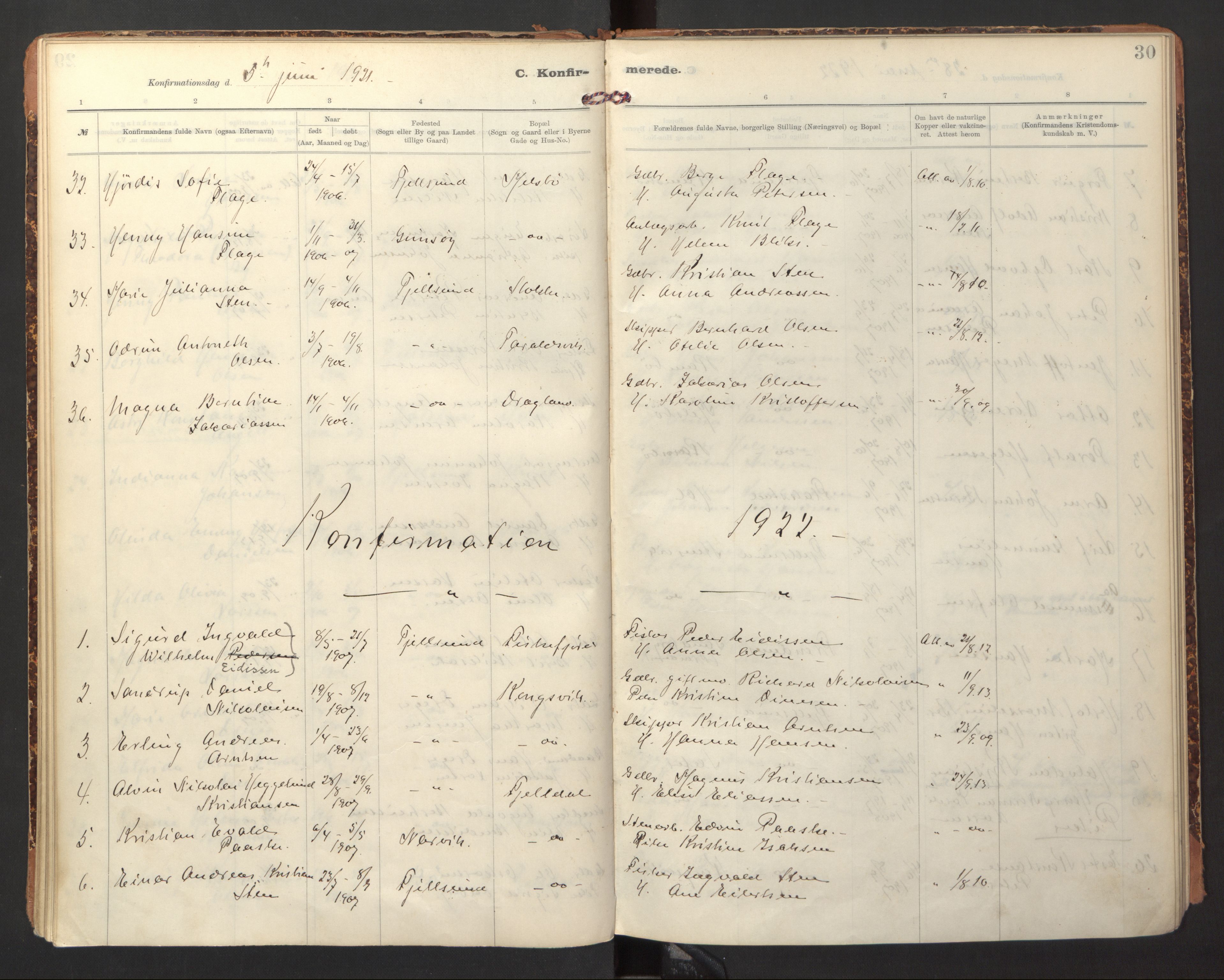 Ministerialprotokoller, klokkerbøker og fødselsregistre - Nordland, AV/SAT-A-1459/865/L0927: Parish register (official) no. 865A05, 1911-1935, p. 30