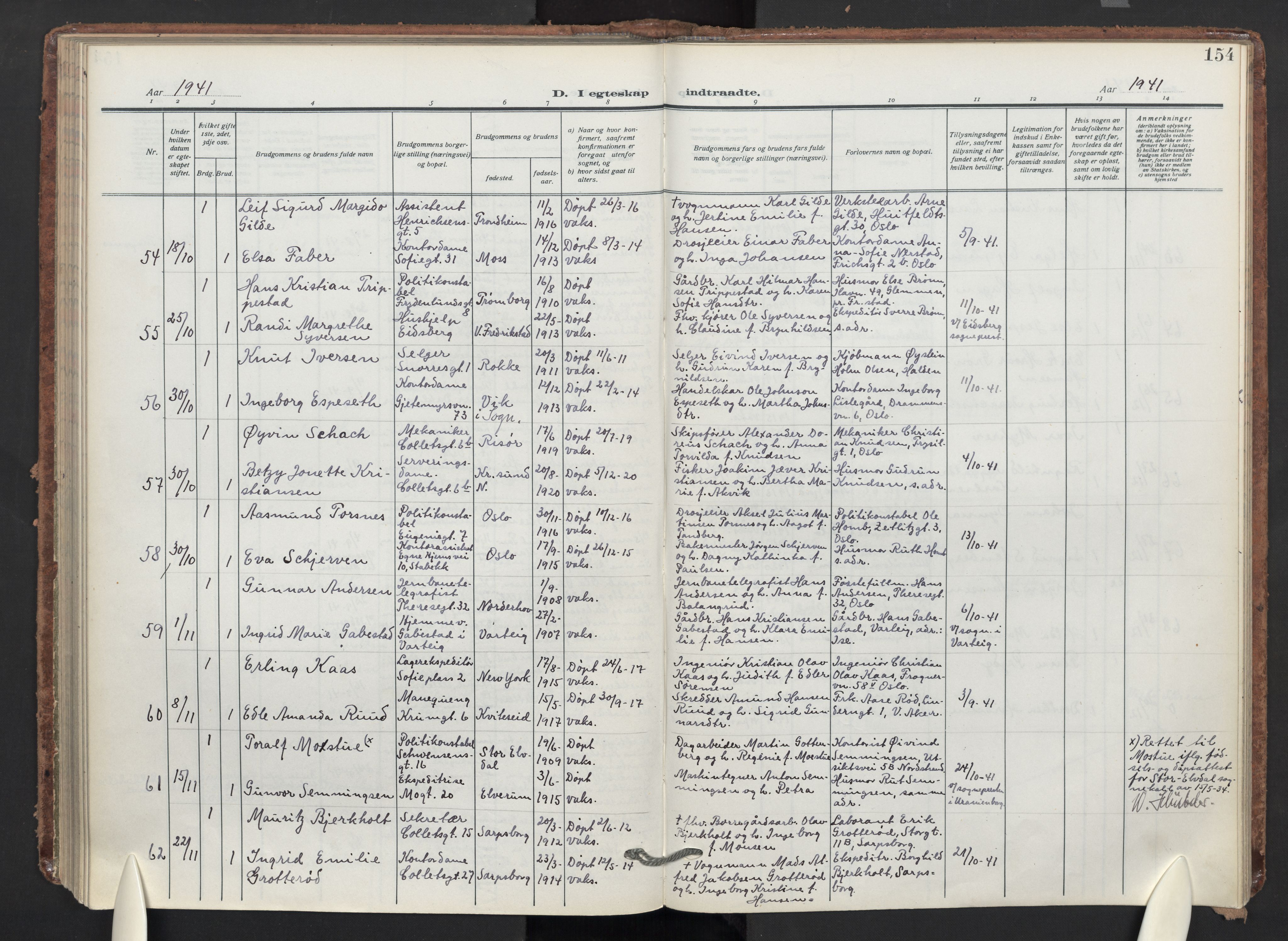 Markus prestekontor Kirkebøker, AV/SAO-A-10830/F/L0003: Parish register (official) no. 3, 1917-1942, p. 154