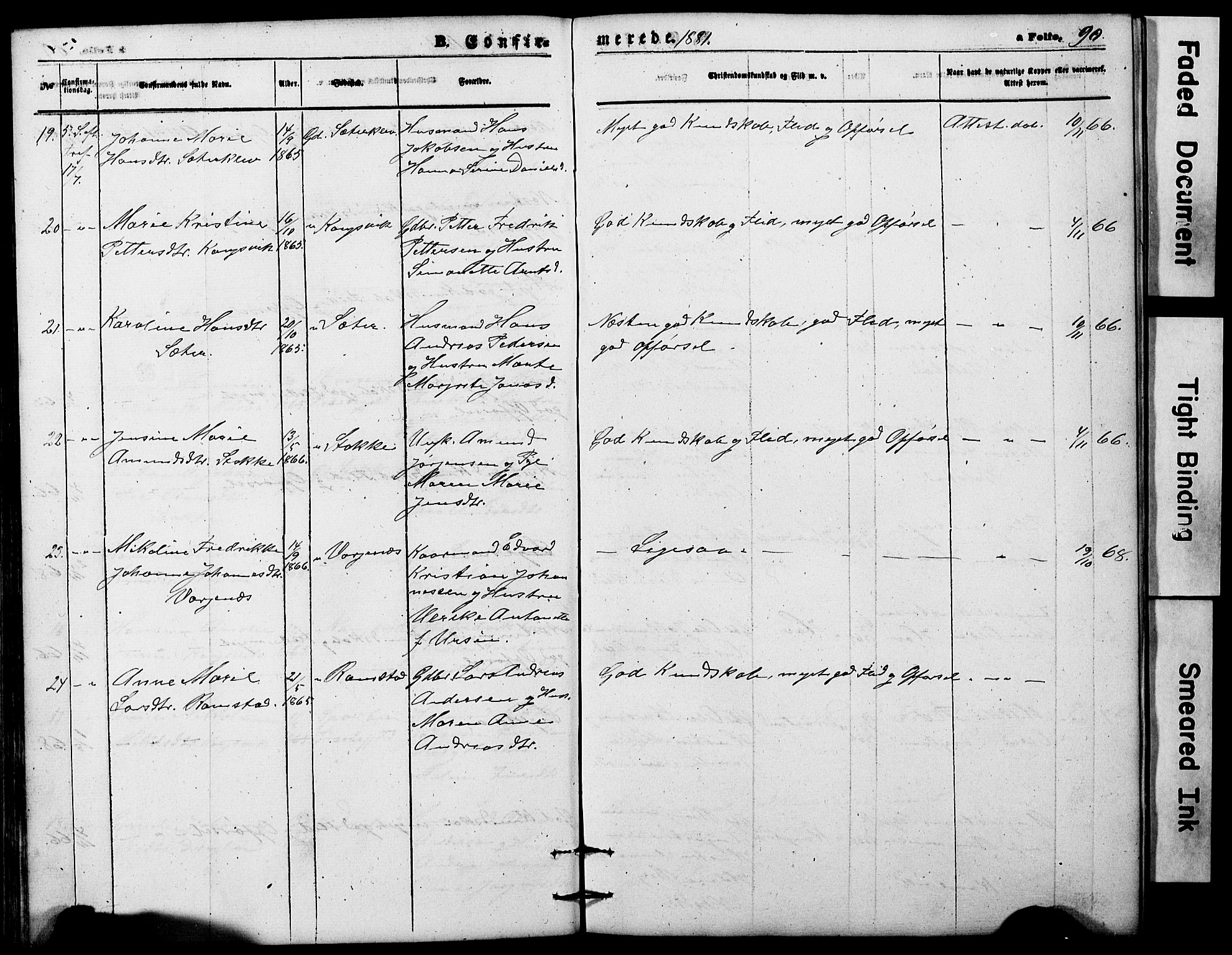 Ministerialprotokoller, klokkerbøker og fødselsregistre - Nordland, AV/SAT-A-1459/865/L0930: Parish register (copy) no. 865C02, 1866-1884, p. 90