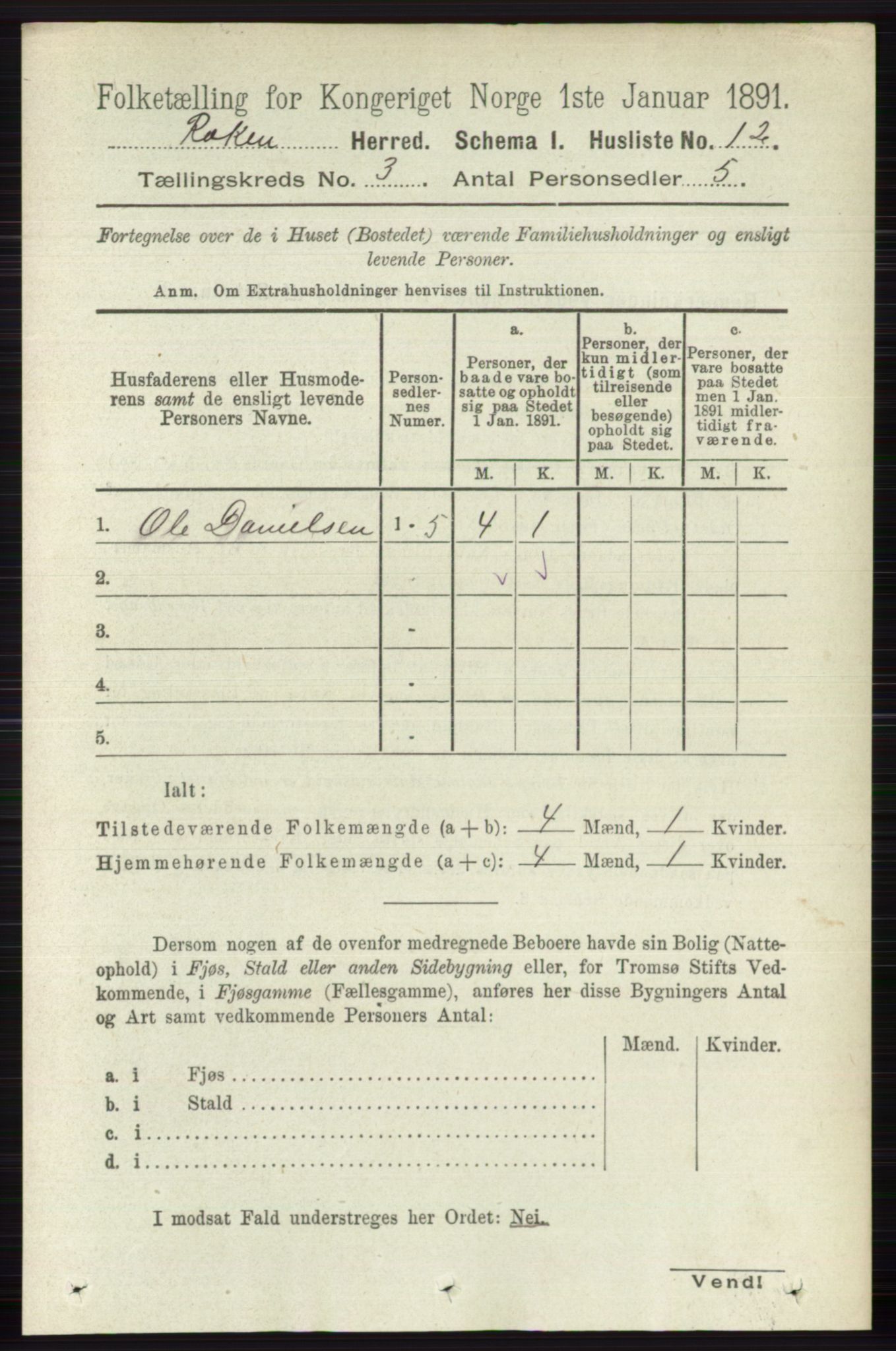 RA, 1891 census for 0627 Røyken, 1891, p. 1120