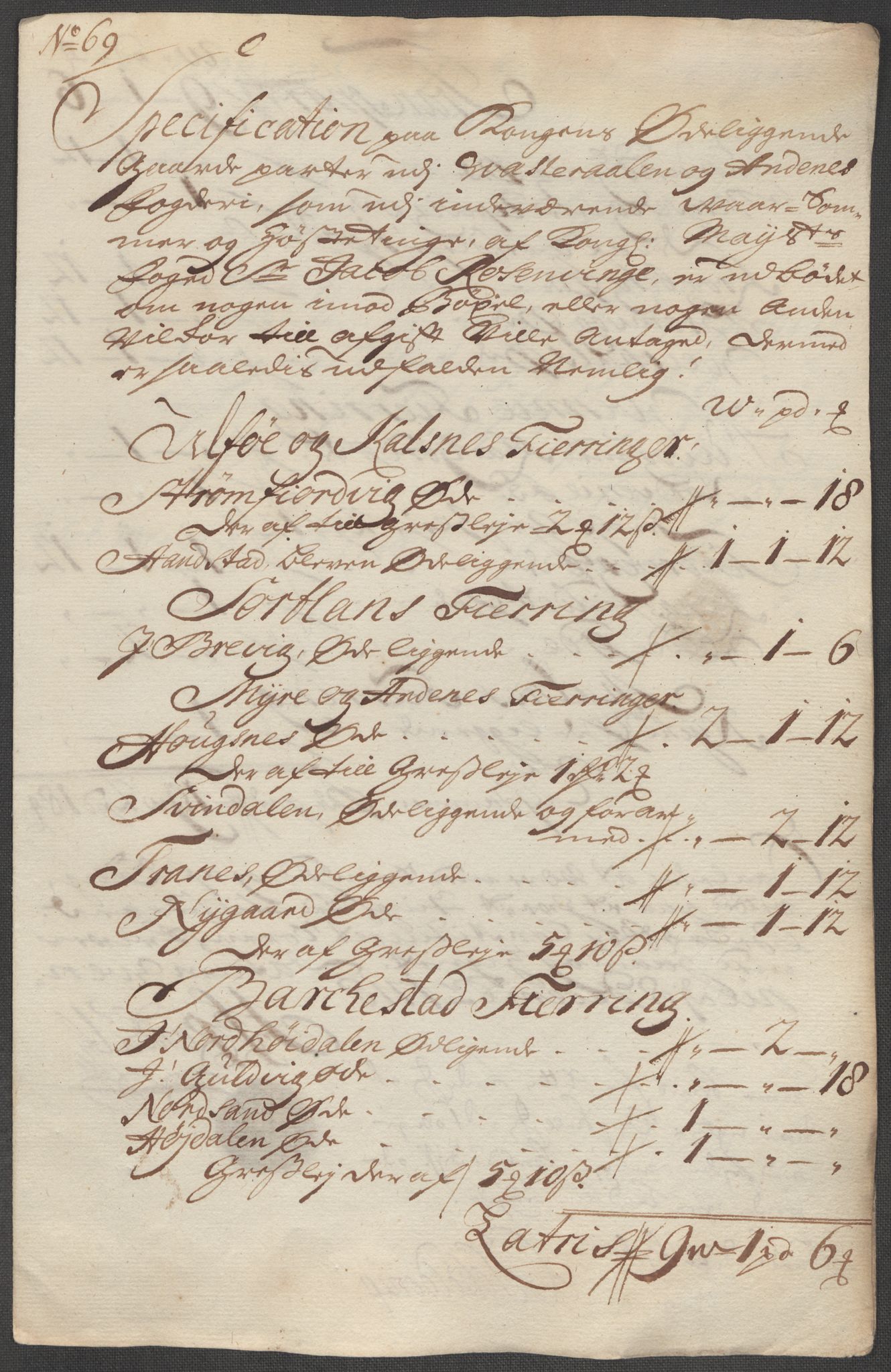 Rentekammeret inntil 1814, Reviderte regnskaper, Fogderegnskap, RA/EA-4092/R67/L4684: Fogderegnskap Vesterålen, Andenes og Lofoten, 1718, p. 373