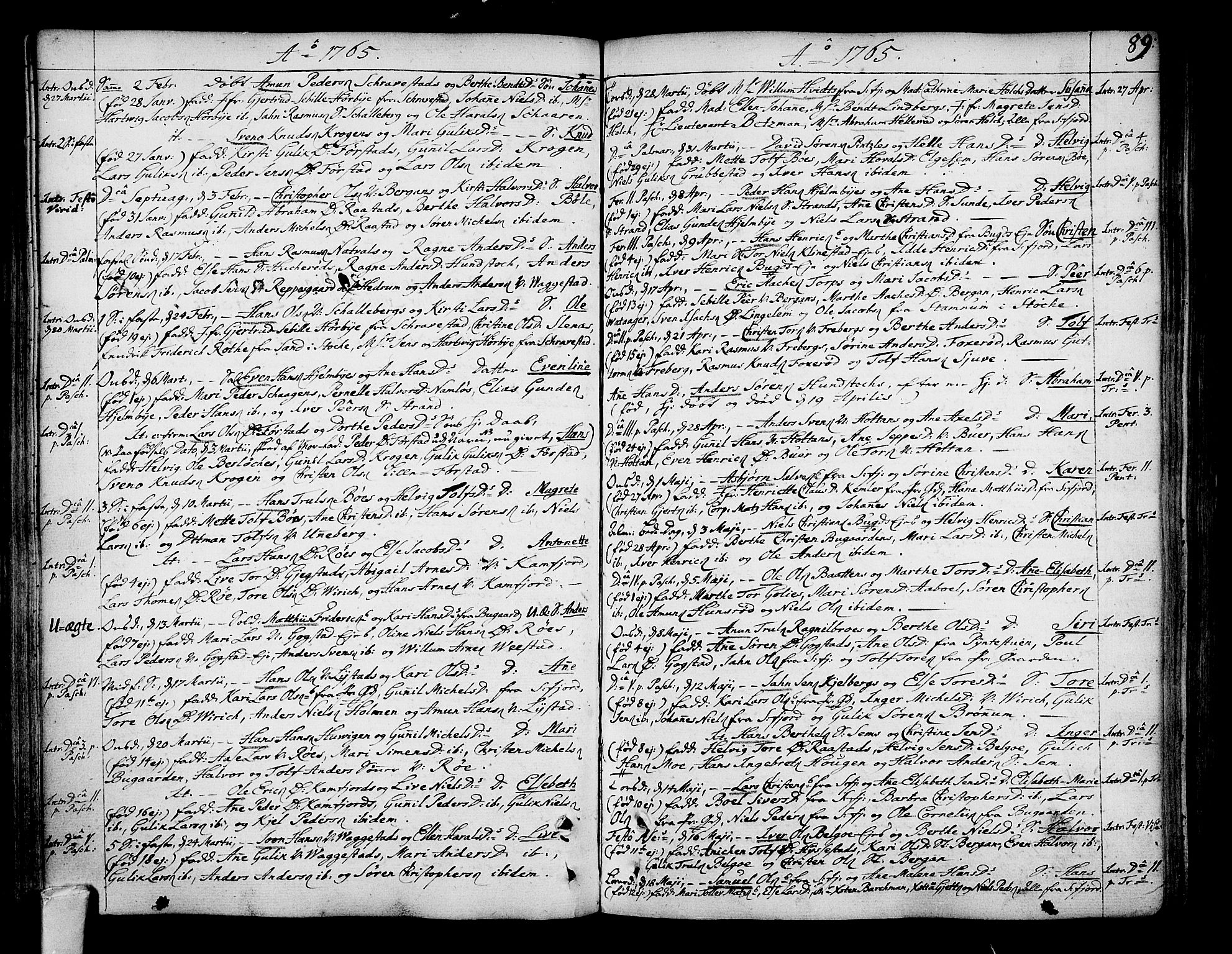 Sandar kirkebøker, SAKO/A-243/F/Fa/L0002: Parish register (official) no. 2, 1733-1788, p. 89