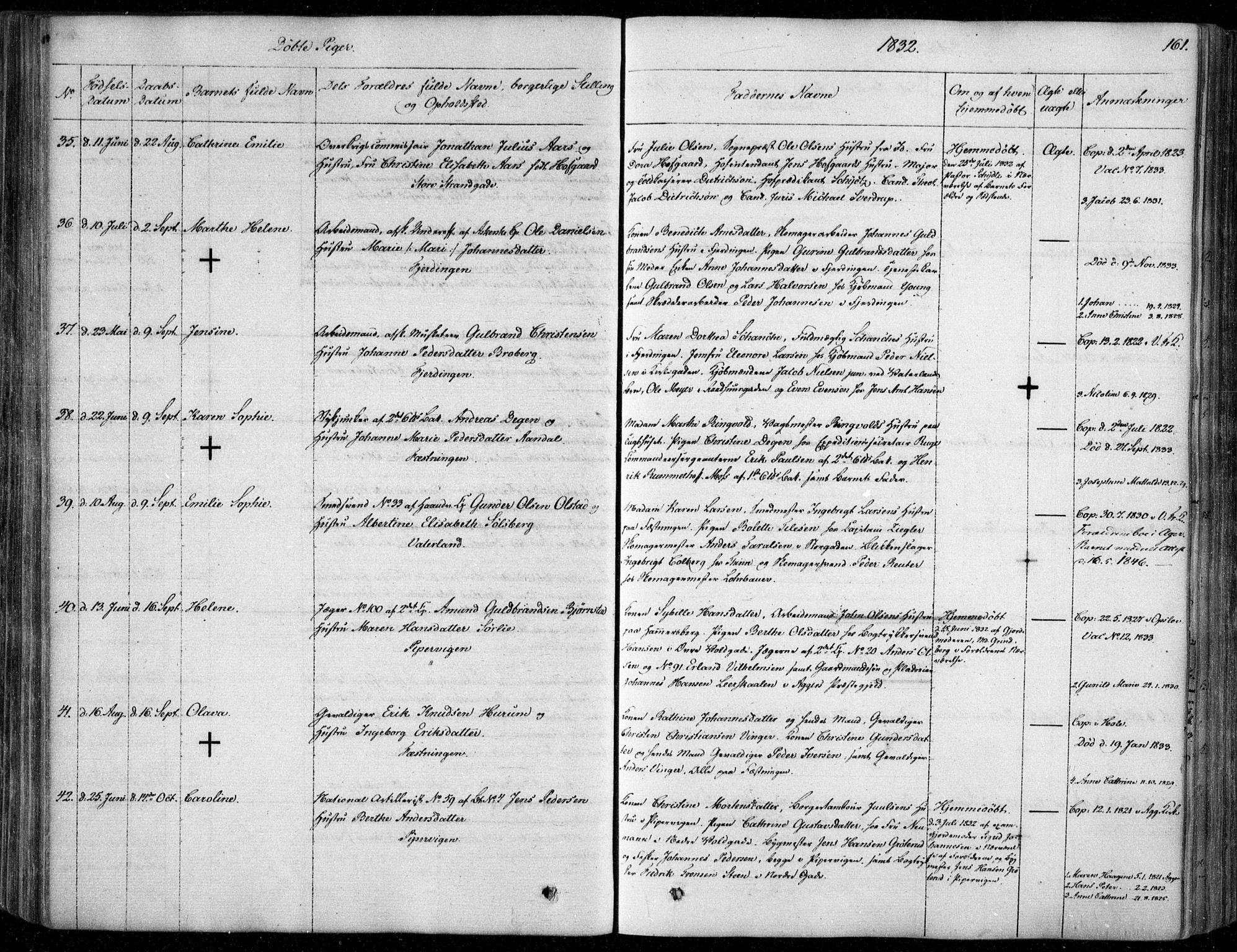 Garnisonsmenigheten Kirkebøker, SAO/A-10846/F/Fa/L0006: Parish register (official) no. 6, 1828-1841, p. 161