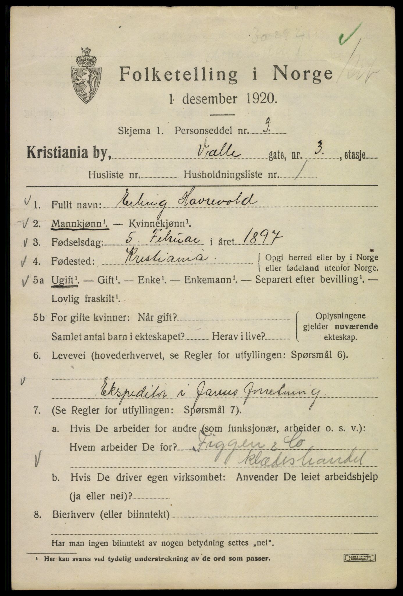 SAO, 1920 census for Kristiania, 1920, p. 628855