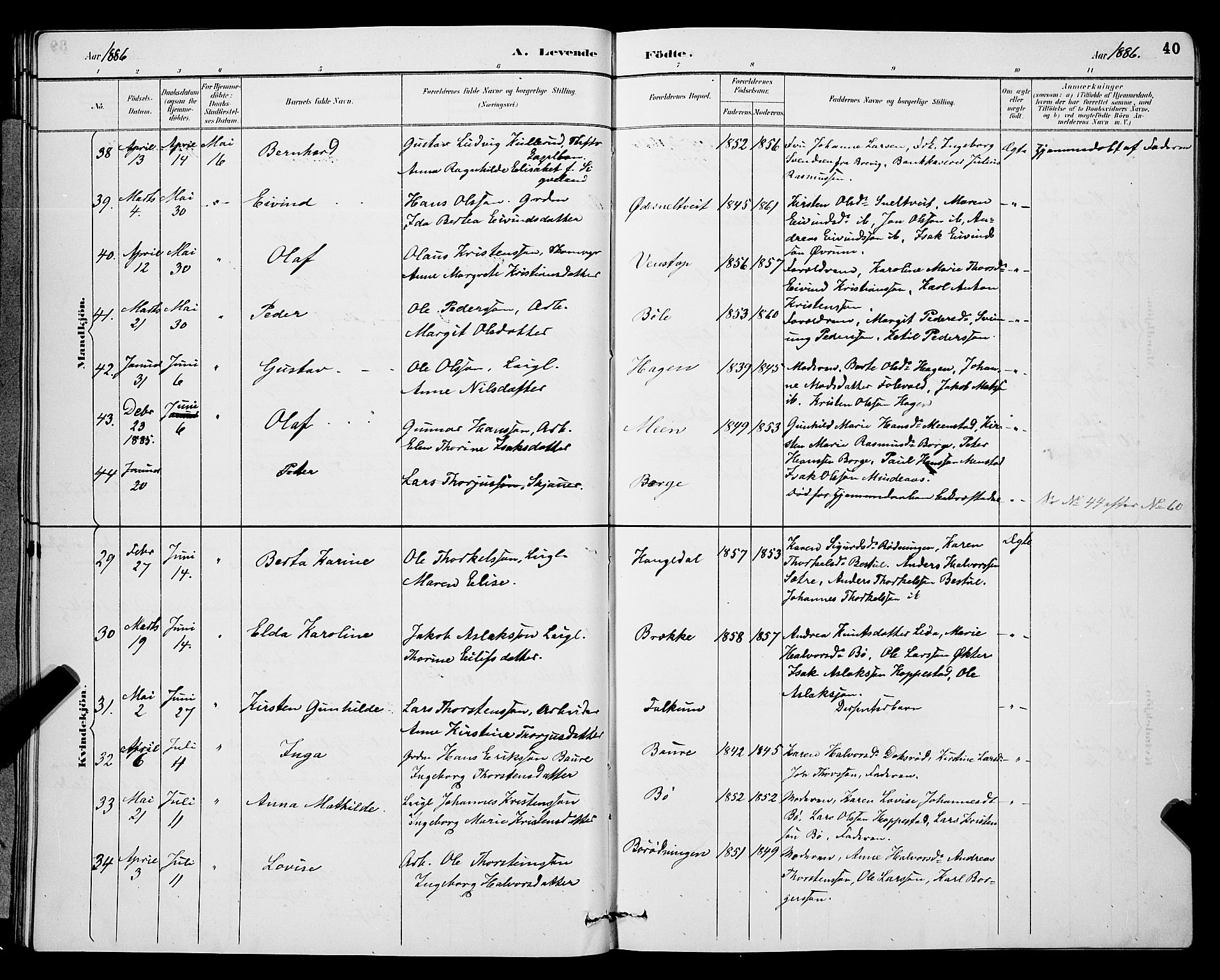 Gjerpen kirkebøker, AV/SAKO-A-265/G/Ga/L0002: Parish register (copy) no. I 2, 1883-1900, p. 40