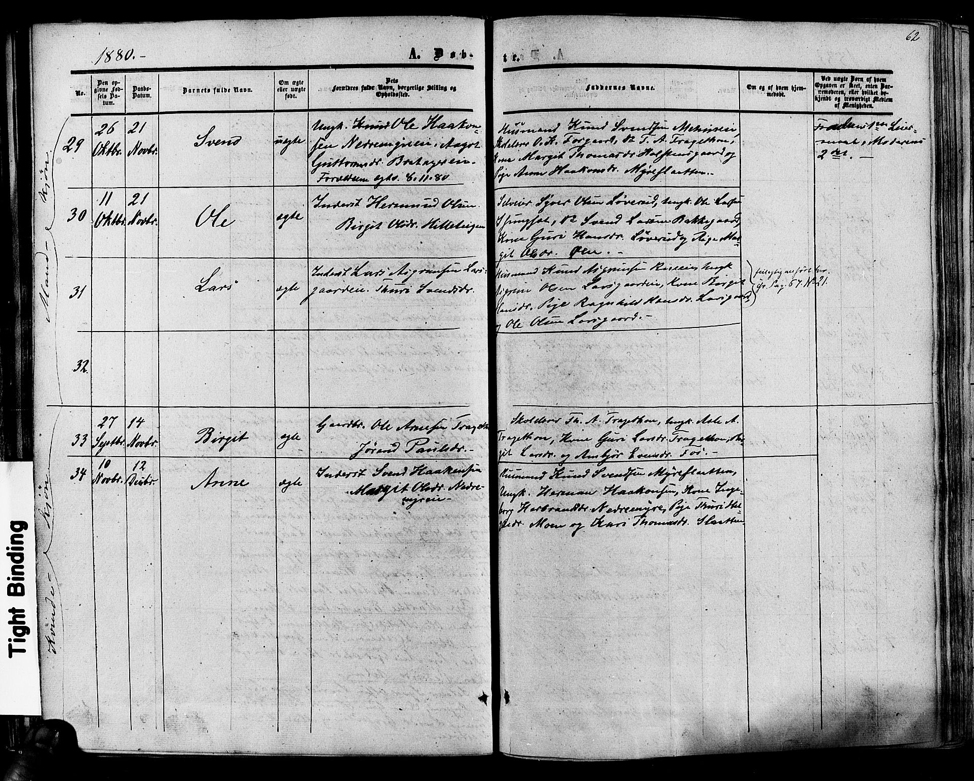Hol kirkebøker, SAKO/A-227/F/Fa/L0002: Parish register (official) no. I 2, 1870-1886, p. 62