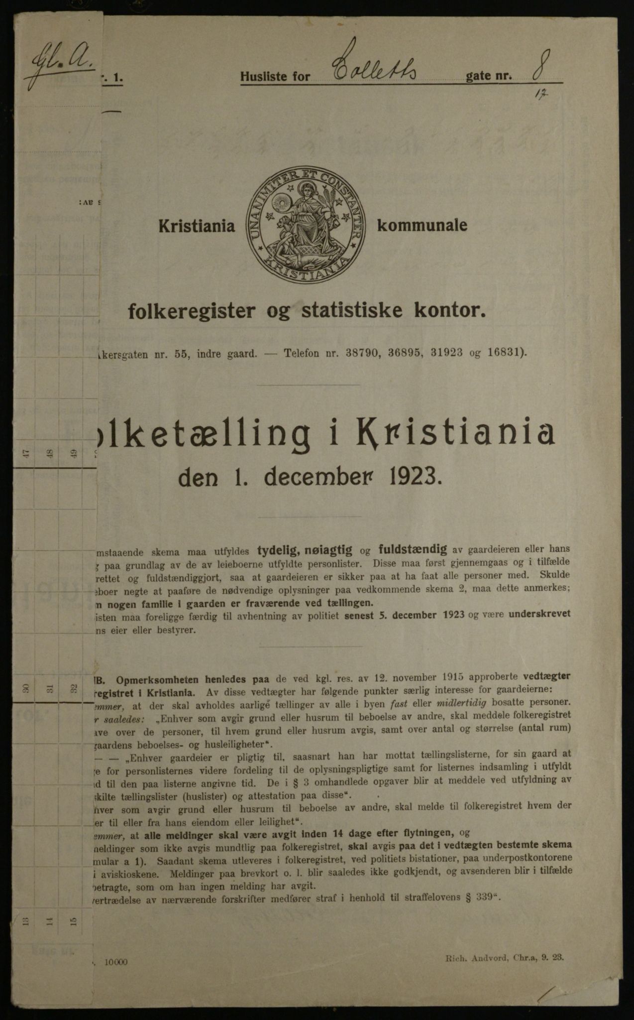 OBA, Municipal Census 1923 for Kristiania, 1923, p. 14747