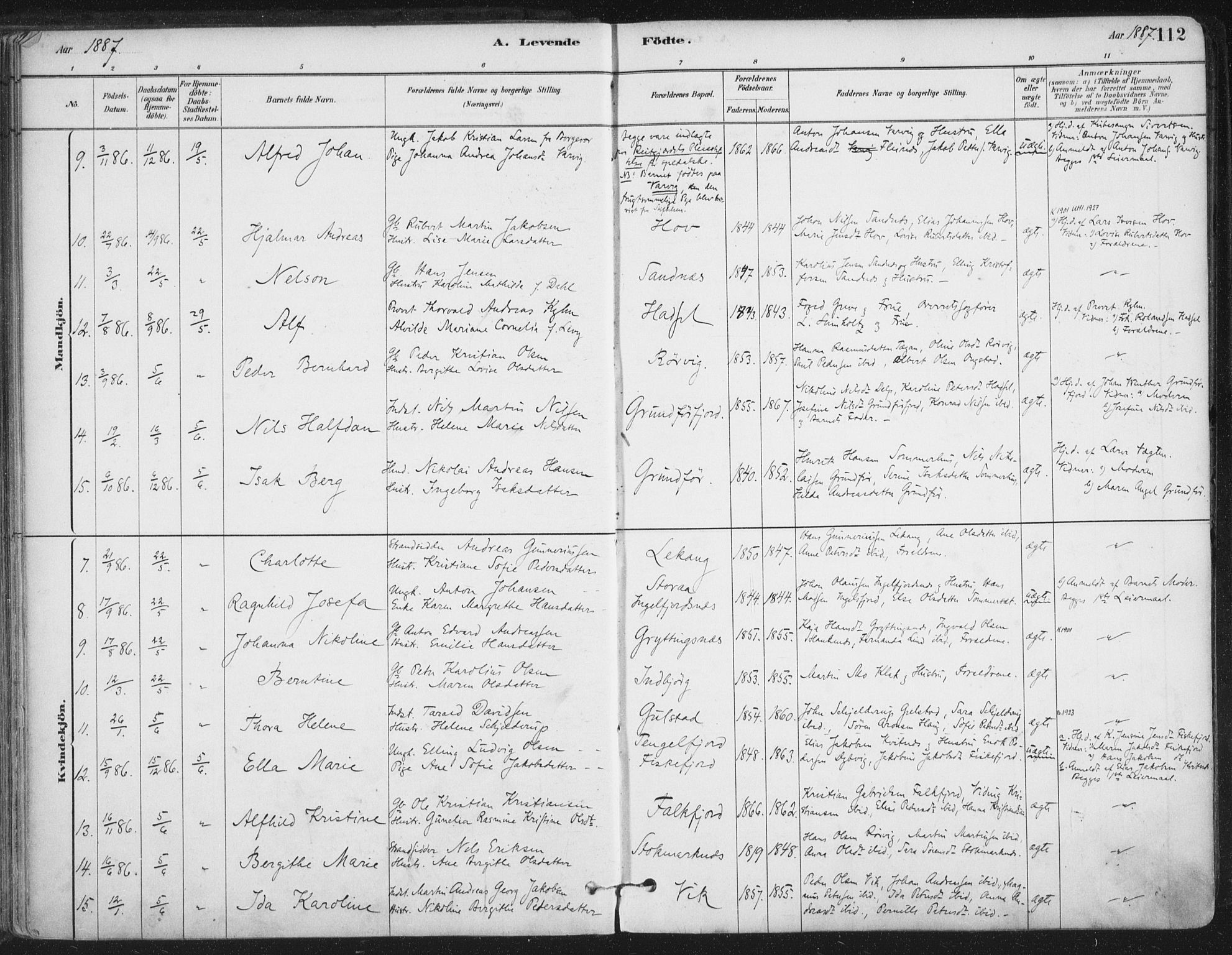 Ministerialprotokoller, klokkerbøker og fødselsregistre - Nordland, SAT/A-1459/888/L1244: Parish register (official) no. 888A10, 1880-1890, p. 112