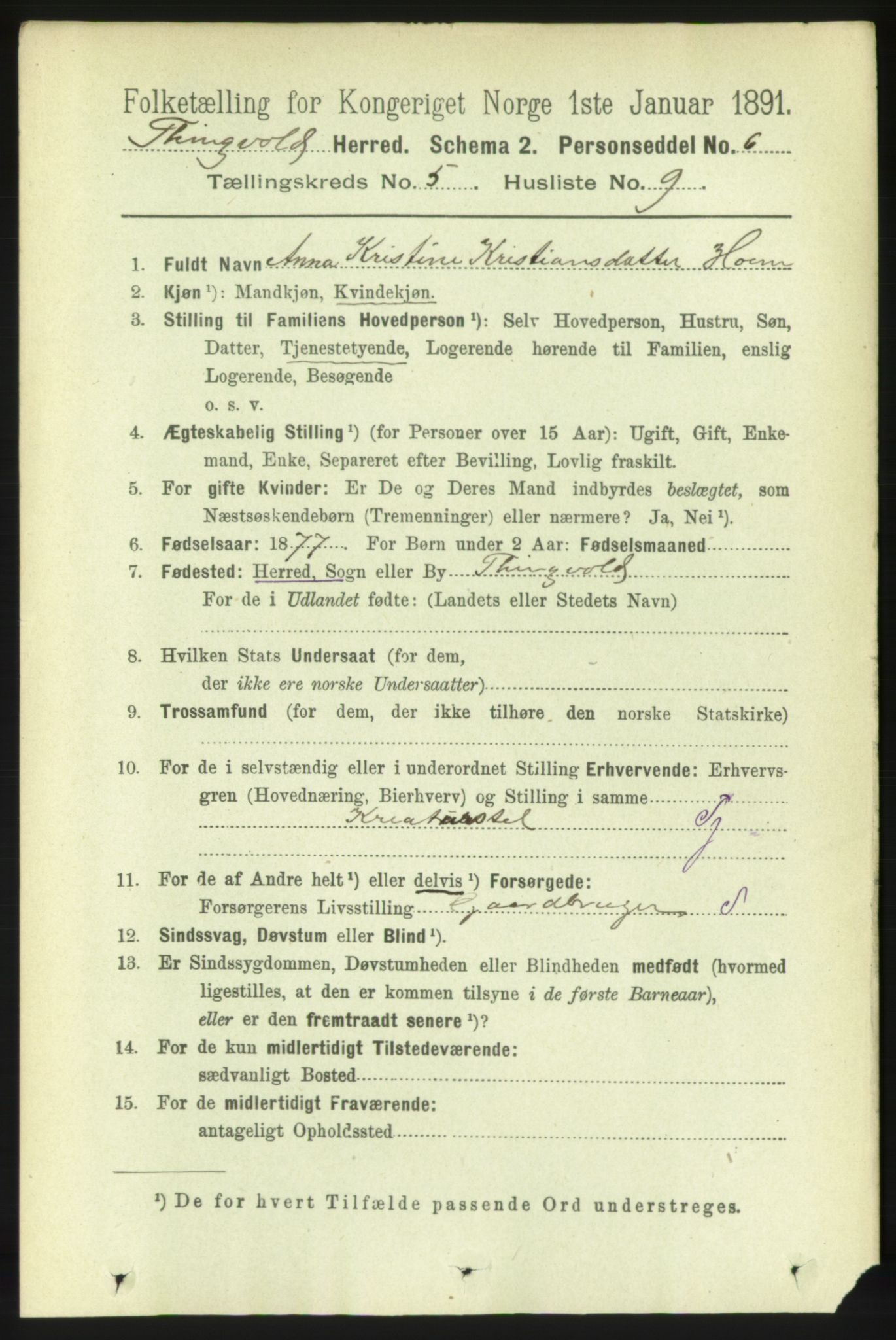 RA, 1891 census for 1560 Tingvoll, 1891, p. 2107