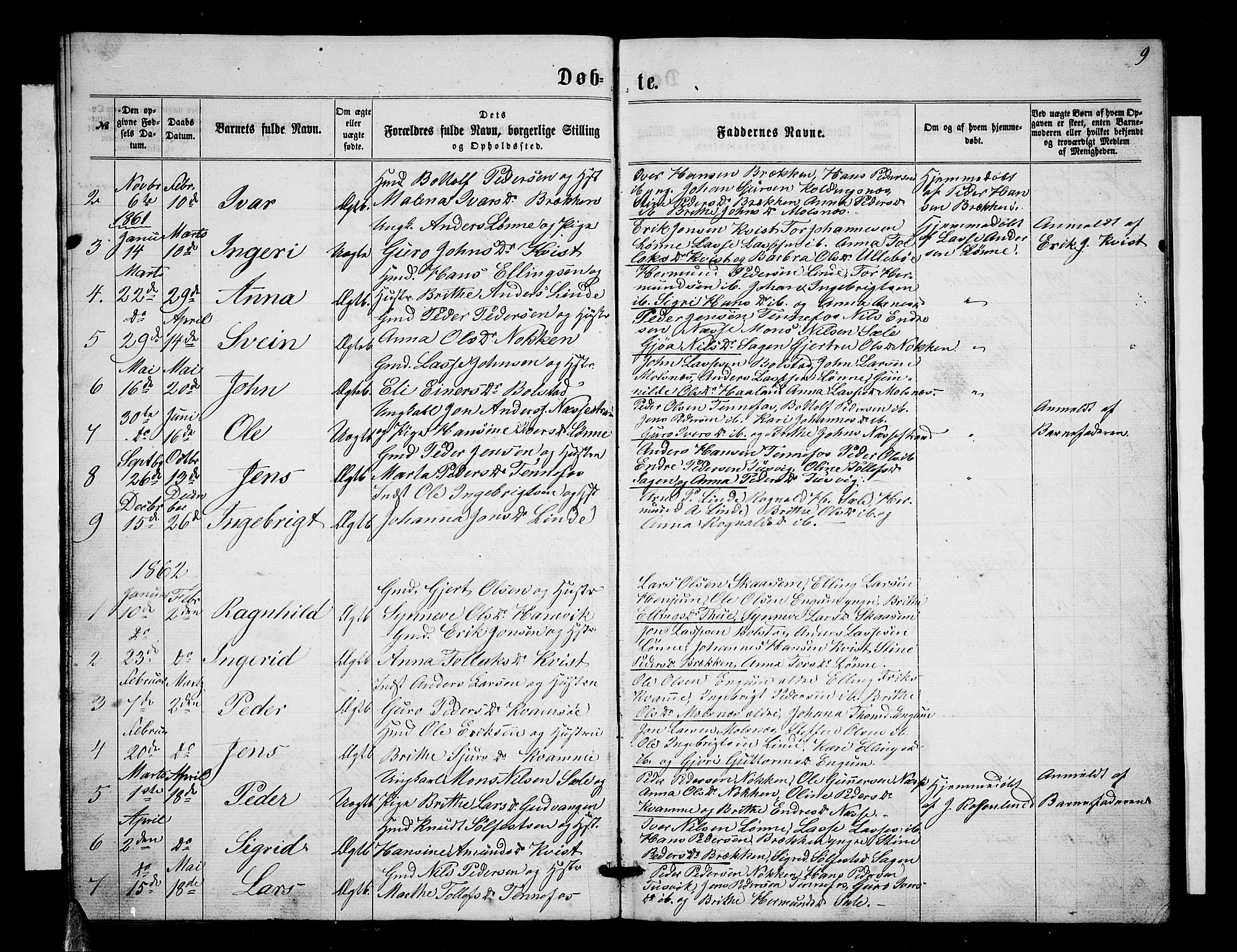 Balestrand sokneprestembete, SAB/A-79601/H/Hab/Habc/L0001: Parish register (copy) no. C 1, 1857-1877, p. 9