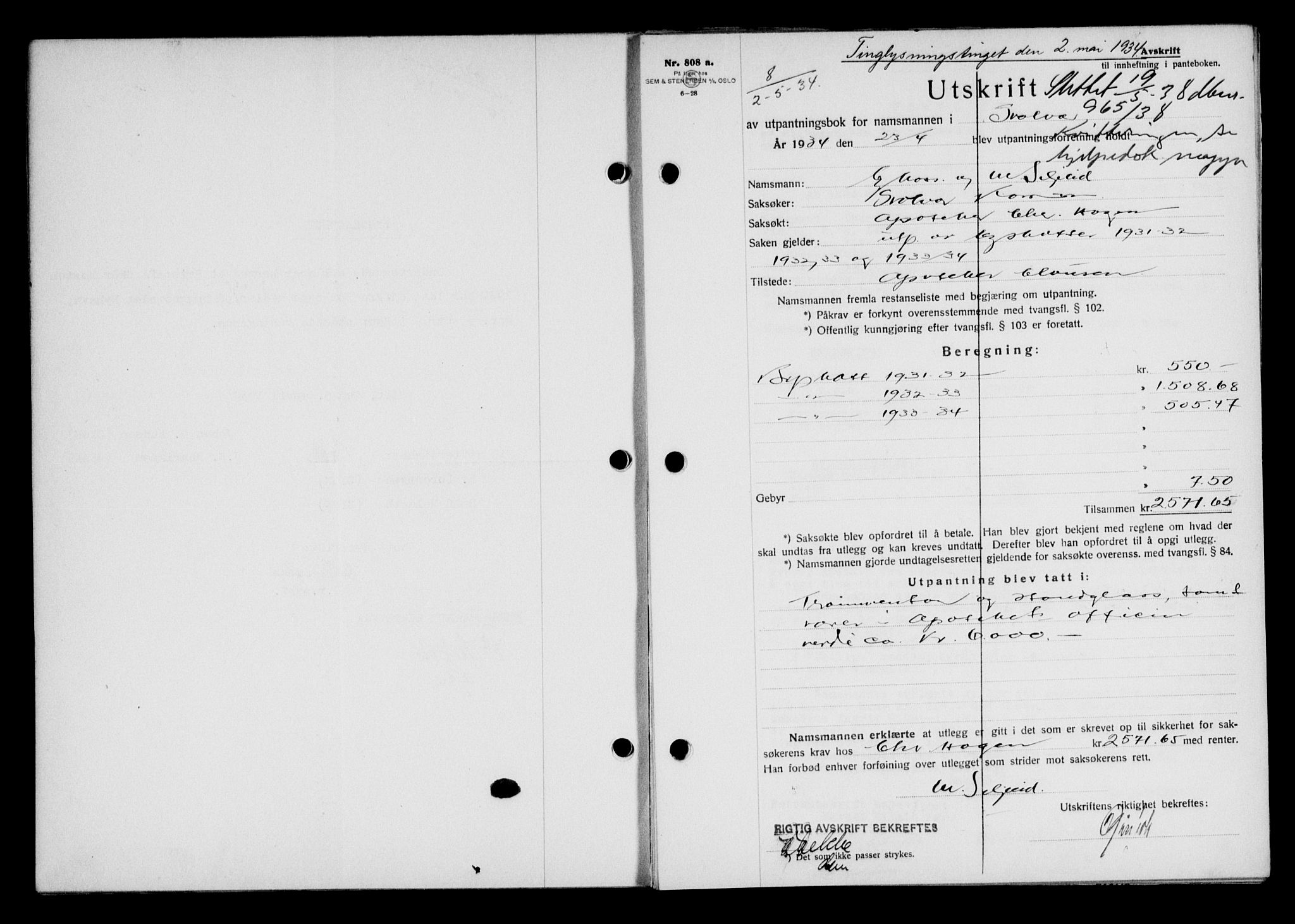 Lofoten sorenskriveri, SAT/A-0017/1/2/2C/L0029b: Mortgage book no. 29b, 1934-1934, Deed date: 02.05.1934