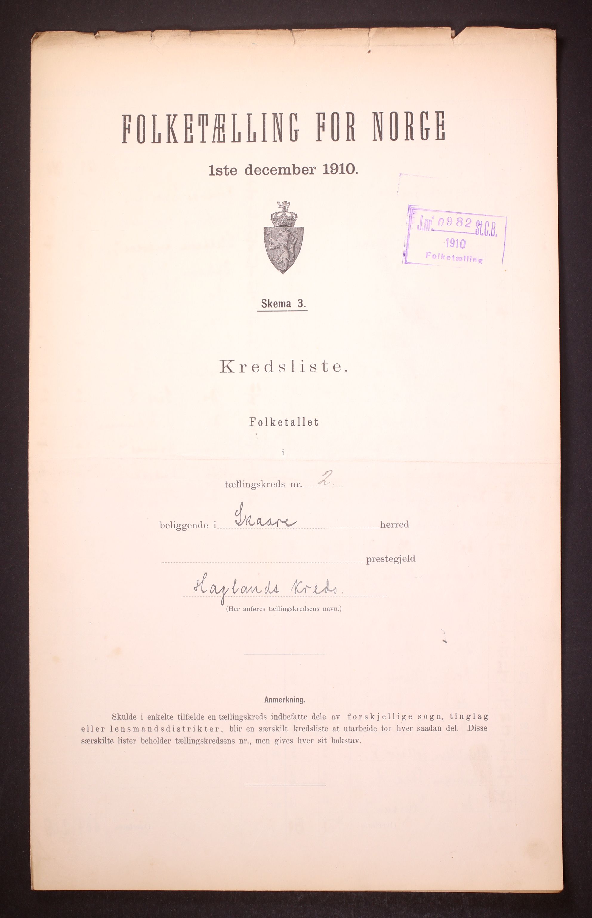 RA, 1910 census for Skåre, 1910, p. 8