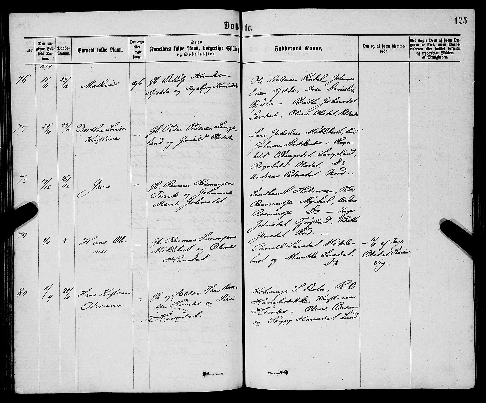 Eid sokneprestembete, AV/SAB-A-82301/H/Haa/Haaa/L0010: Parish register (official) no. A 10, 1867-1878, p. 125