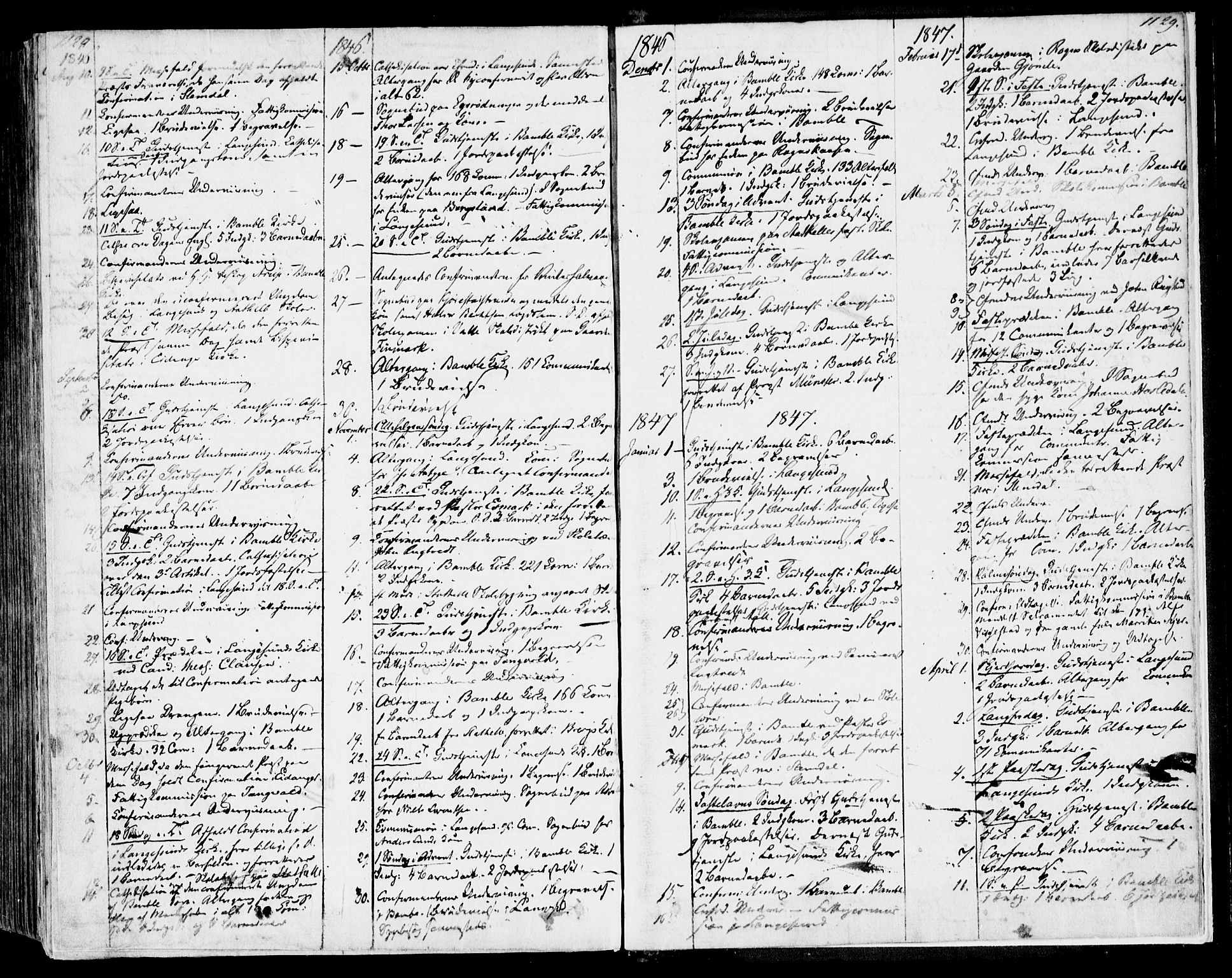 Bamble kirkebøker, SAKO/A-253/F/Fa/L0004: Parish register (official) no. I 4, 1834-1853, p. 1128-1129