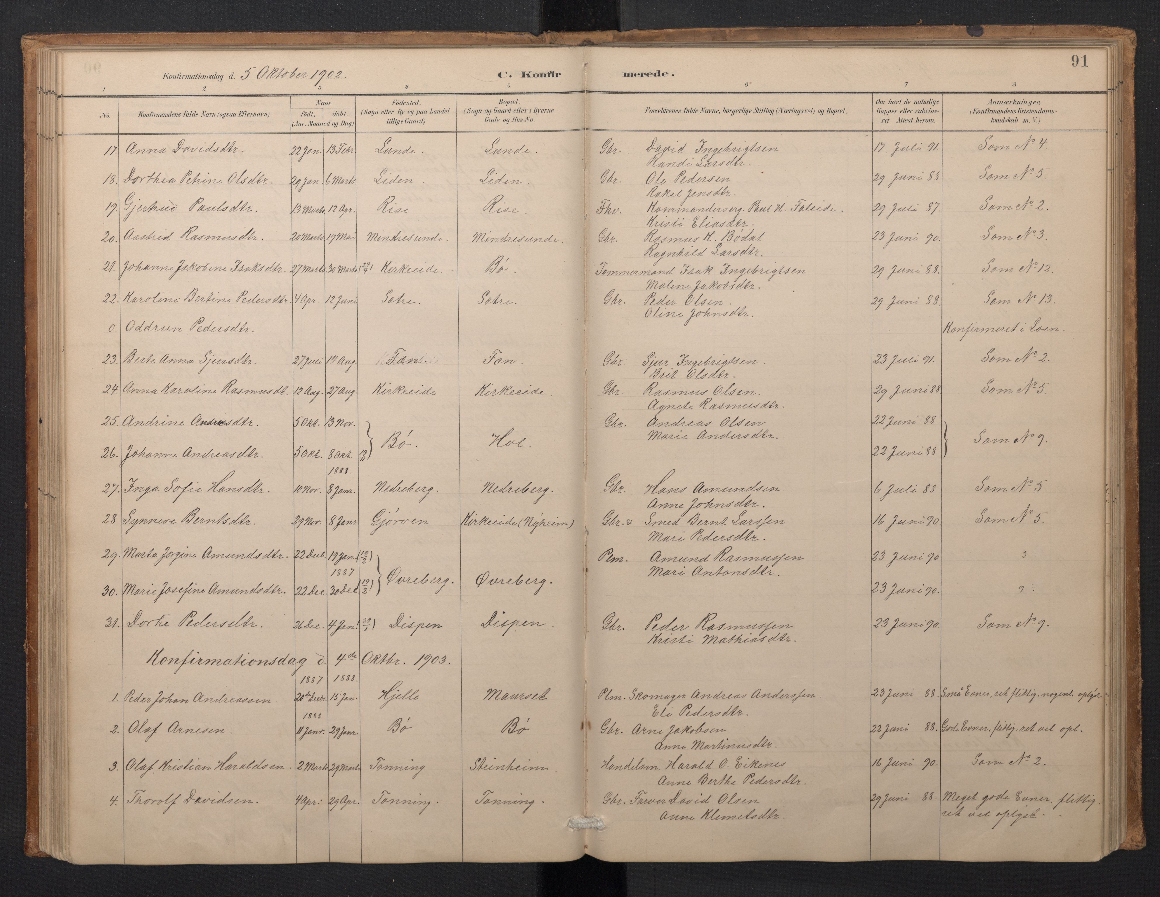 Stryn Sokneprestembete, AV/SAB-A-82501: Parish register (copy) no. A 2, 1883-1905, p. 90b-91a