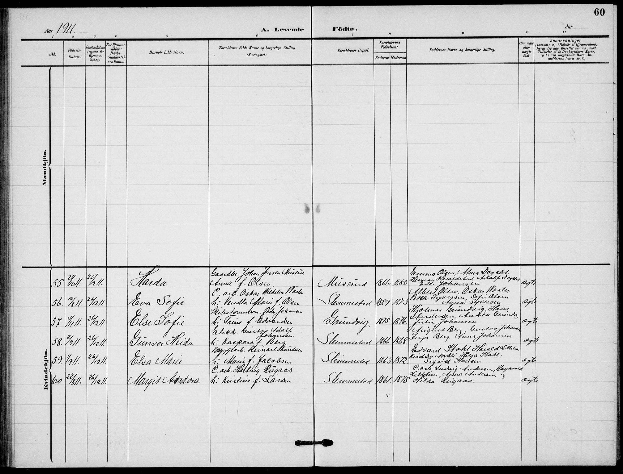 Røyken kirkebøker, AV/SAKO-A-241/G/Ga/L0005: Parish register (copy) no. 5, 1903-1918, p. 60