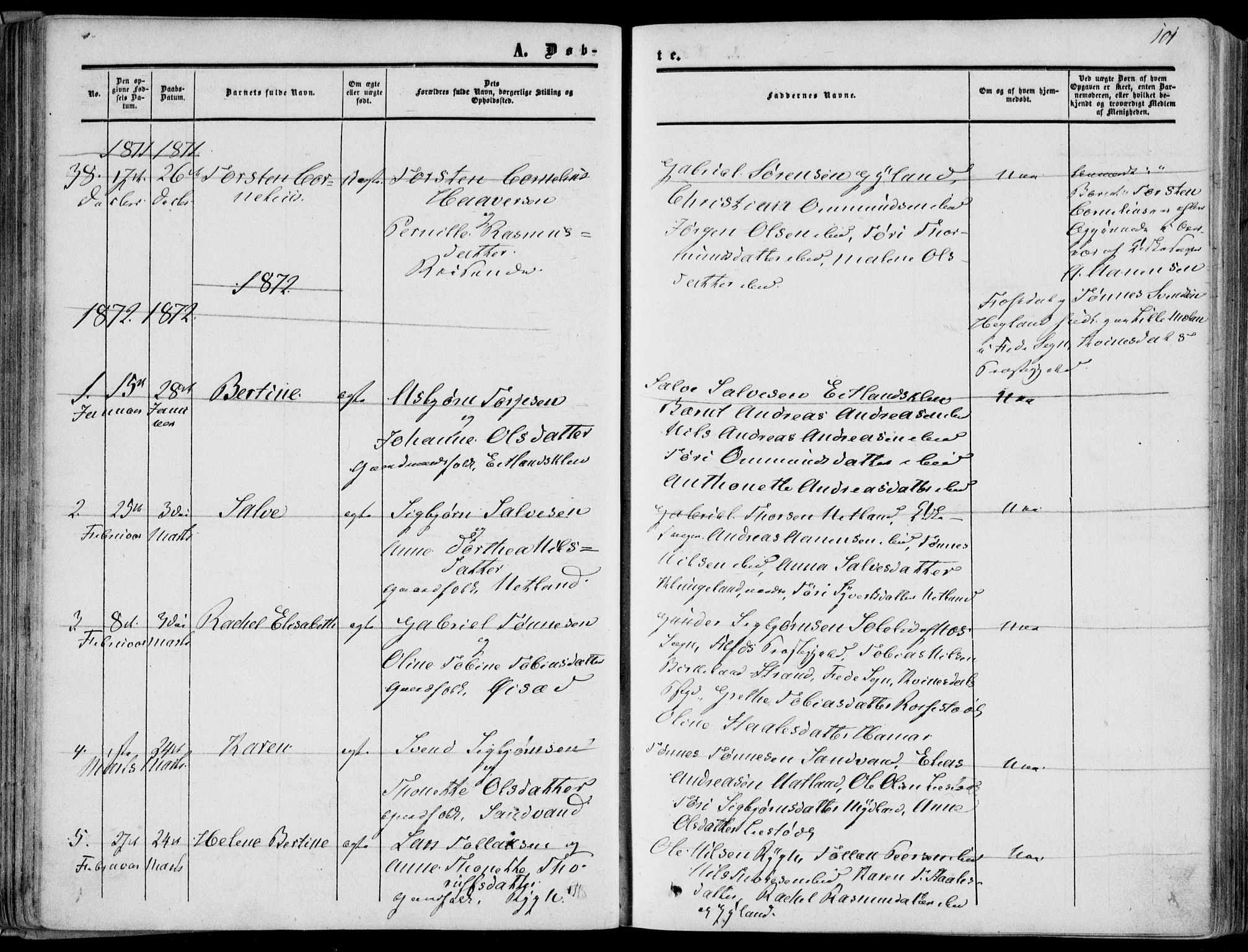 Bakke sokneprestkontor, SAK/1111-0002/F/Fa/Fab/L0002: Parish register (official) no. A 2, 1855-1884, p. 101