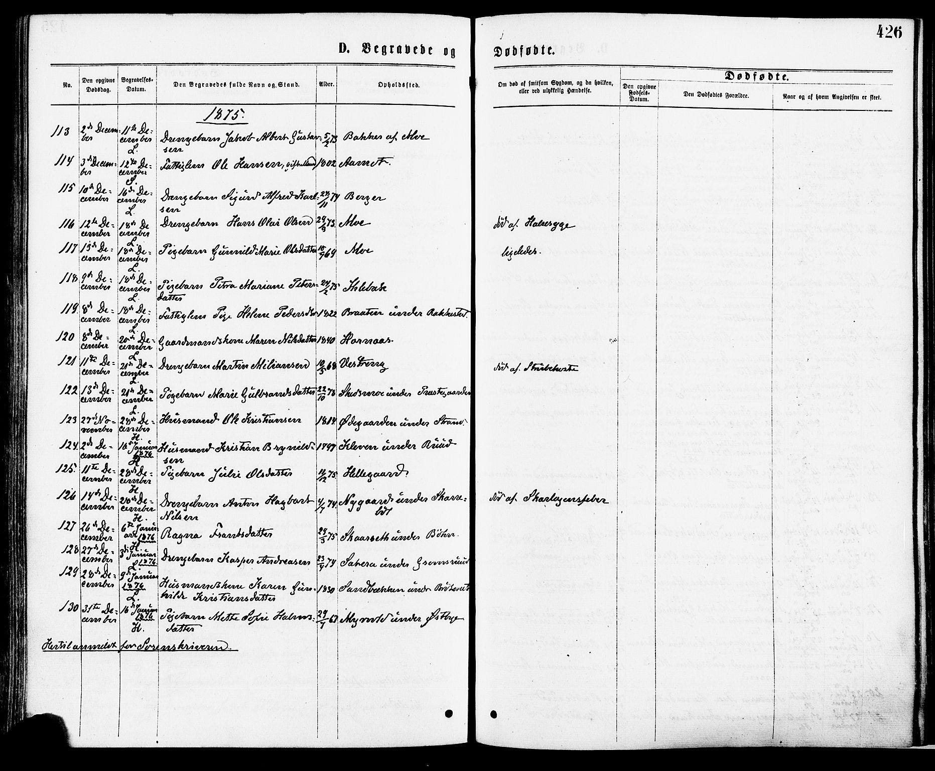 Høland prestekontor Kirkebøker, SAO/A-10346a/F/Fa/L0012.a: Parish register (official) no. I 12A, 1869-1879, p. 426