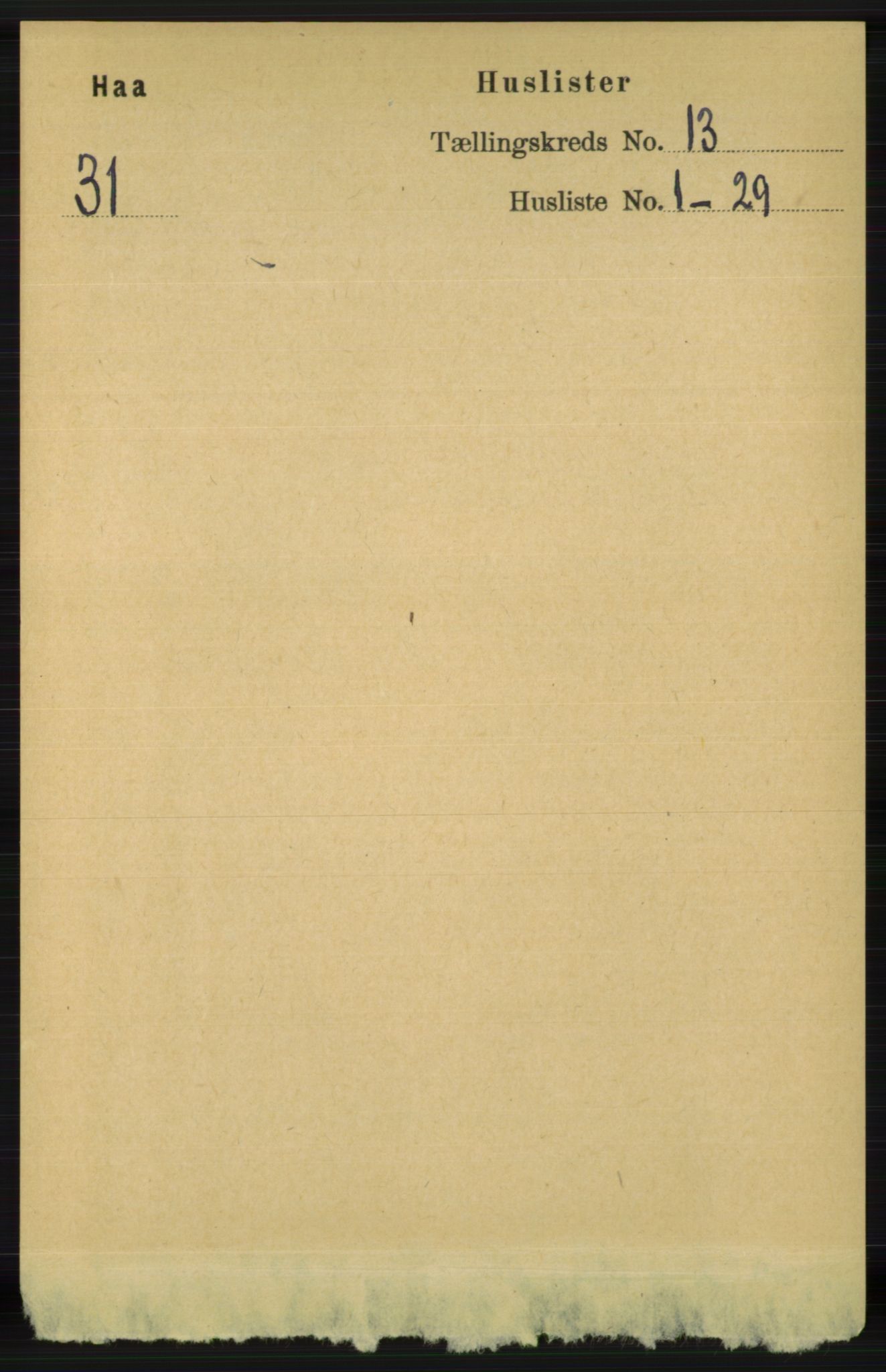 RA, 1891 census for 1119 Hå, 1891, p. 3124