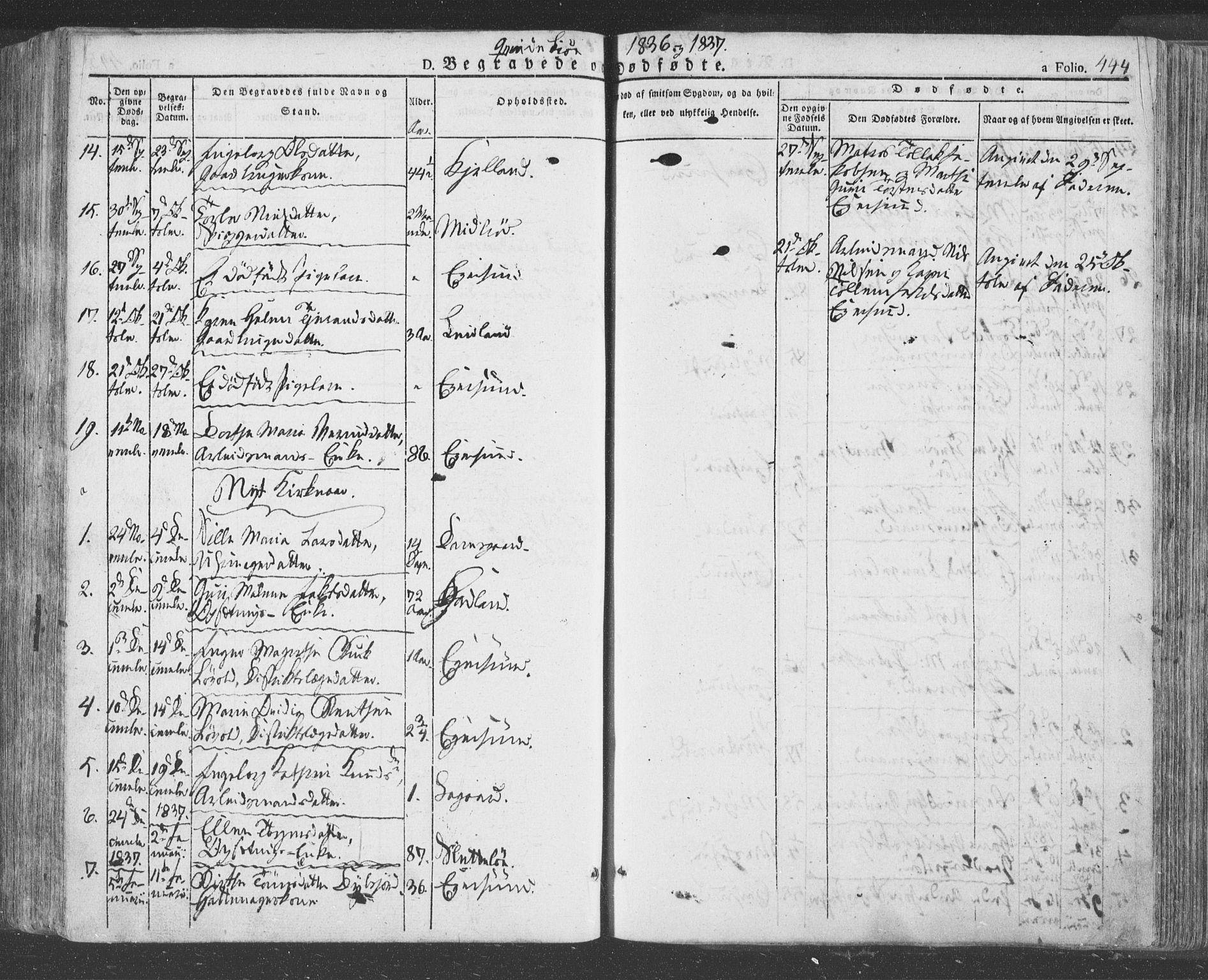 Eigersund sokneprestkontor, SAST/A-101807/S08/L0009: Parish register (official) no. A 9, 1827-1850, p. 444