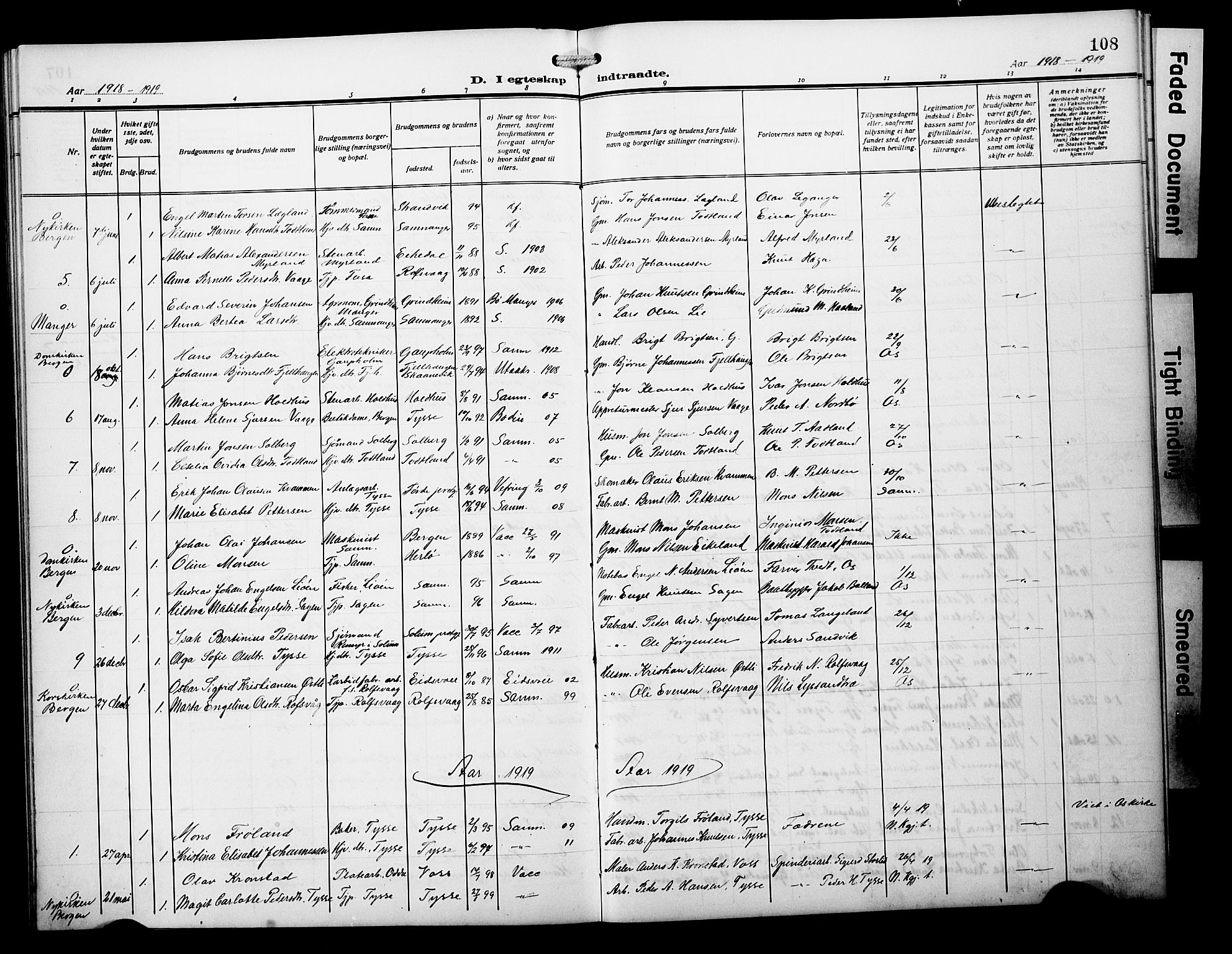 Samnanger Sokneprestembete, SAB/A-77501/H/Hab: Parish register (copy) no. A 4, 1914-1929, p. 108