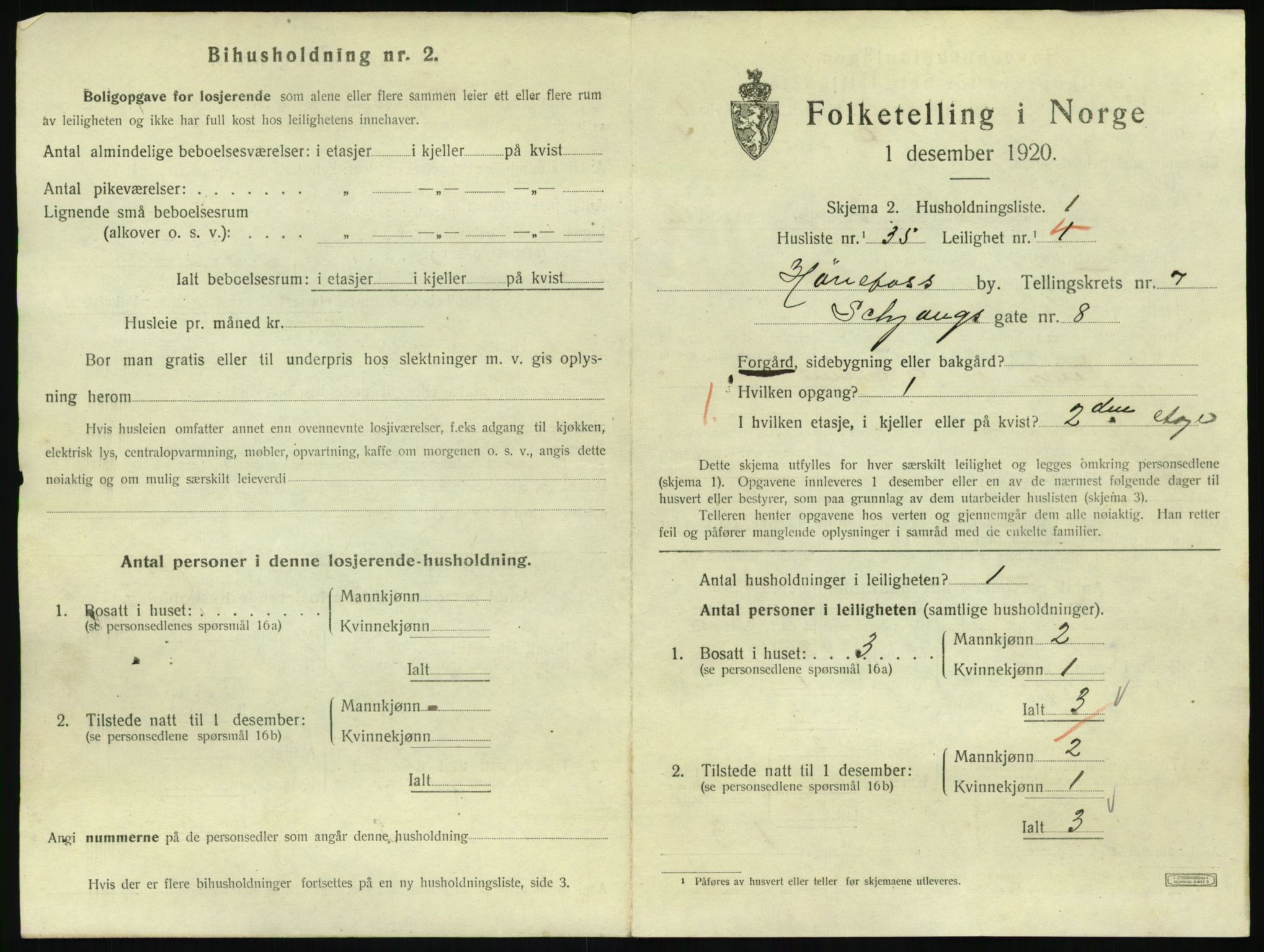 SAKO, 1920 census for Hønefoss, 1920, p. 2264