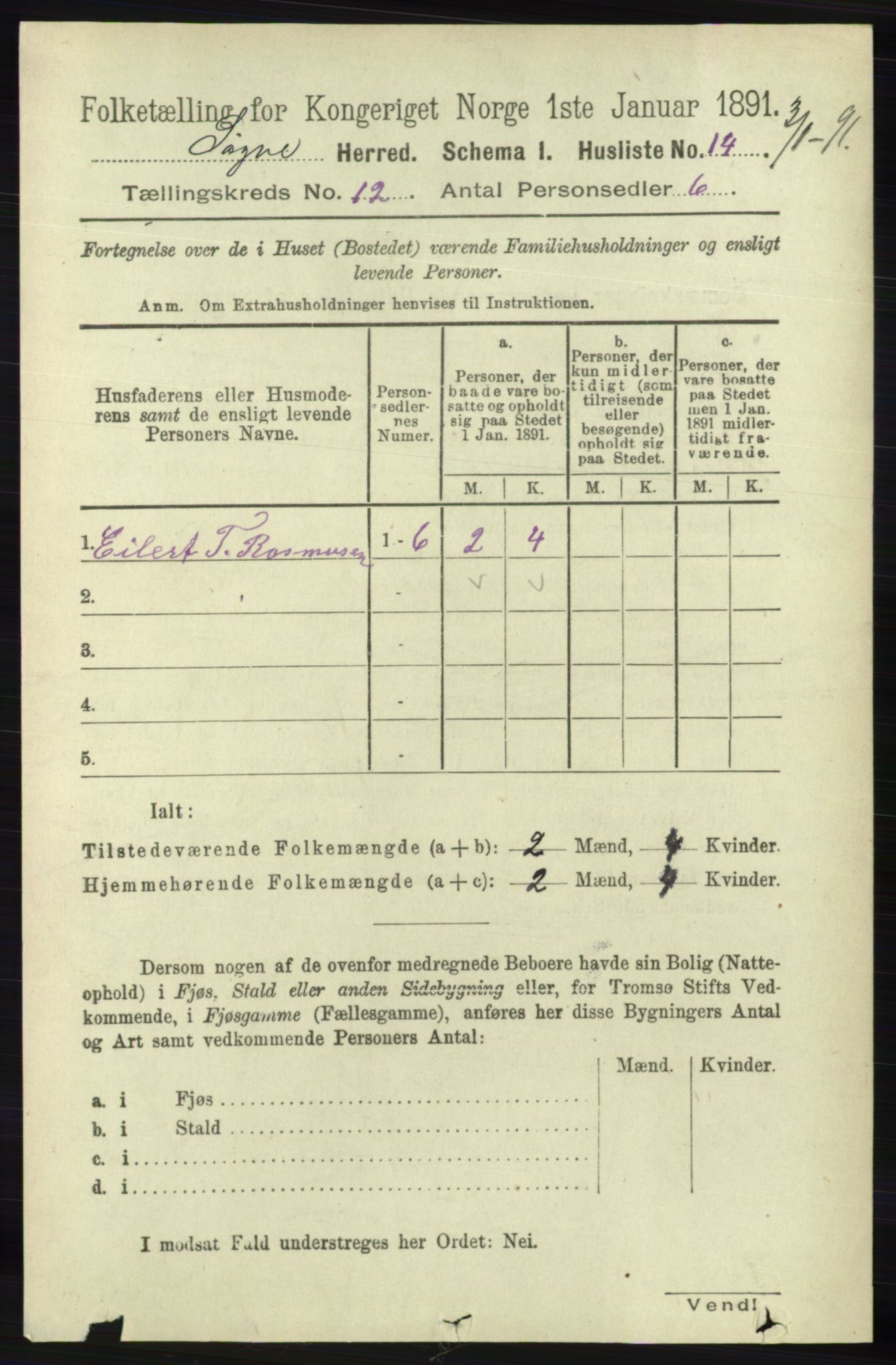 RA, 1891 census for 1018 Søgne, 1891, p. 3118