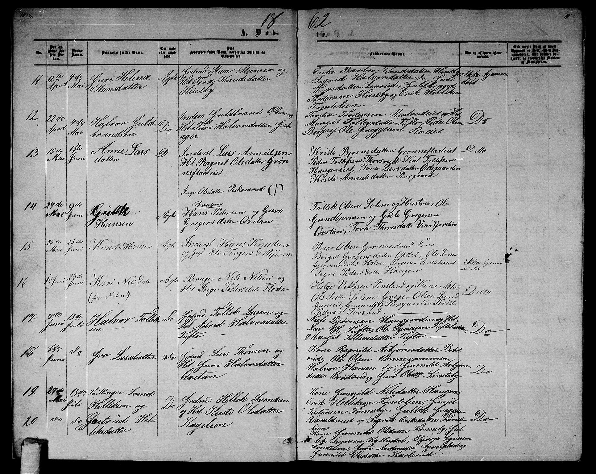 Nore kirkebøker, SAKO/A-238/G/Gb/L0001: Parish register (copy) no. II 1, 1862-1877, p. 10-11