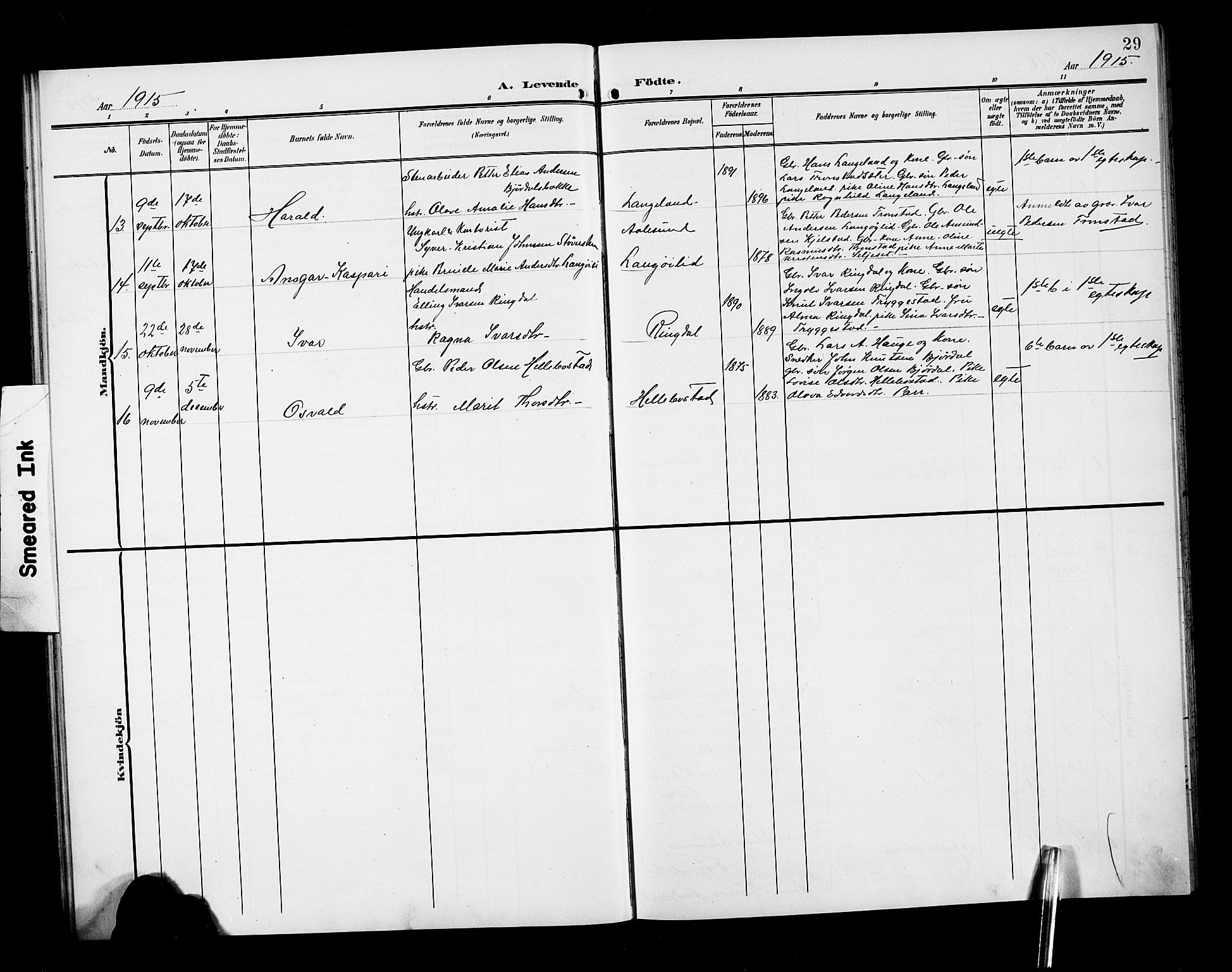 Ministerialprotokoller, klokkerbøker og fødselsregistre - Møre og Romsdal, AV/SAT-A-1454/517/L0231: Parish register (copy) no. 517C04, 1904-1918, p. 29