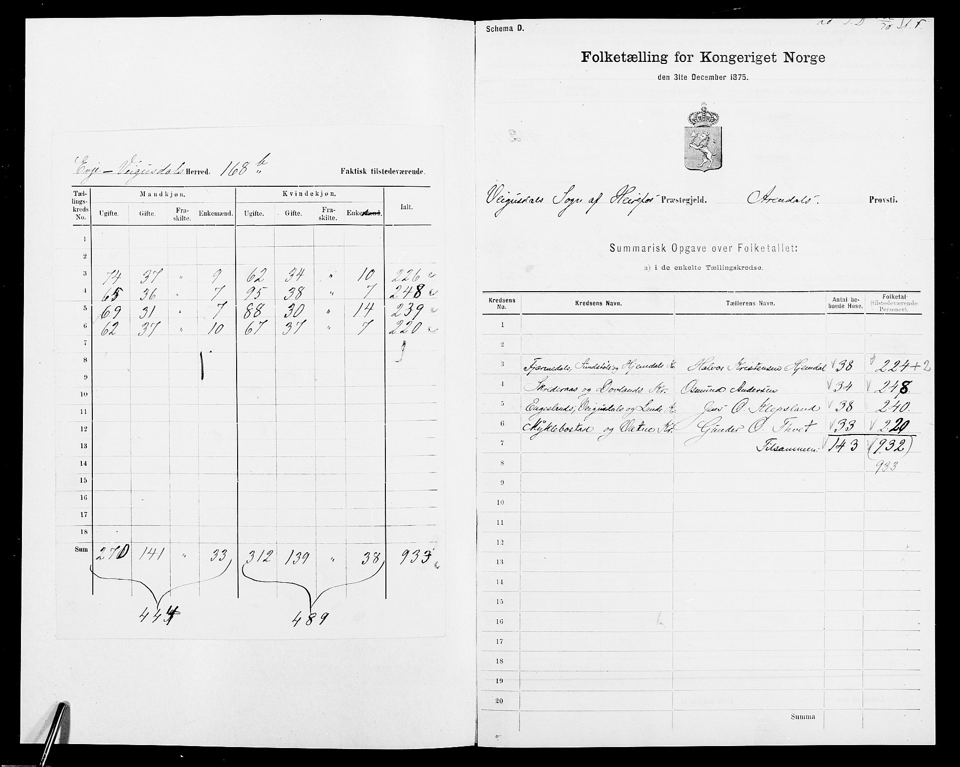 SAK, 1875 census for 0933P Herefoss, 1875, p. 193