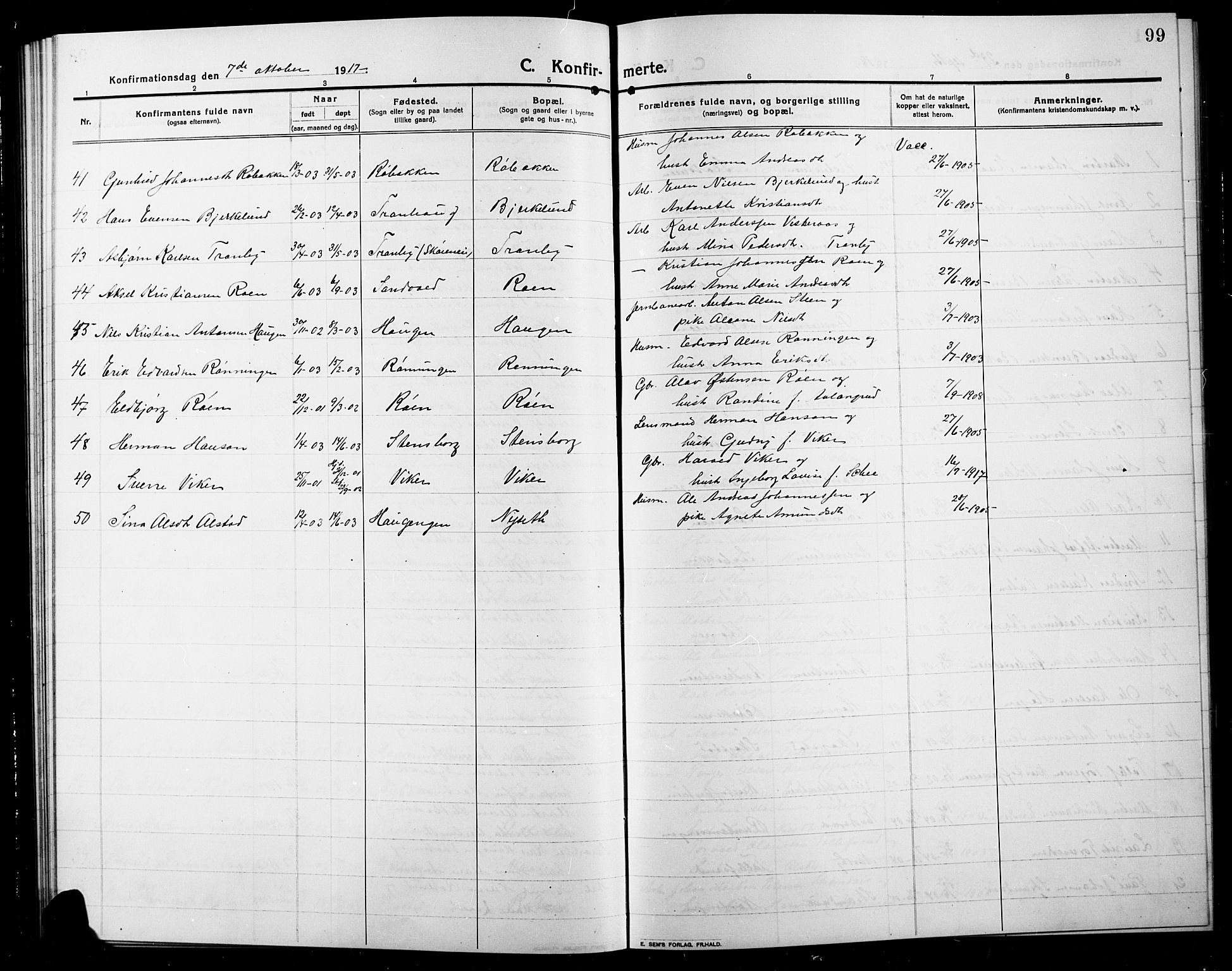 Søndre Land prestekontor, SAH/PREST-122/L/L0006: Parish register (copy) no. 6, 1912-1925, p. 99