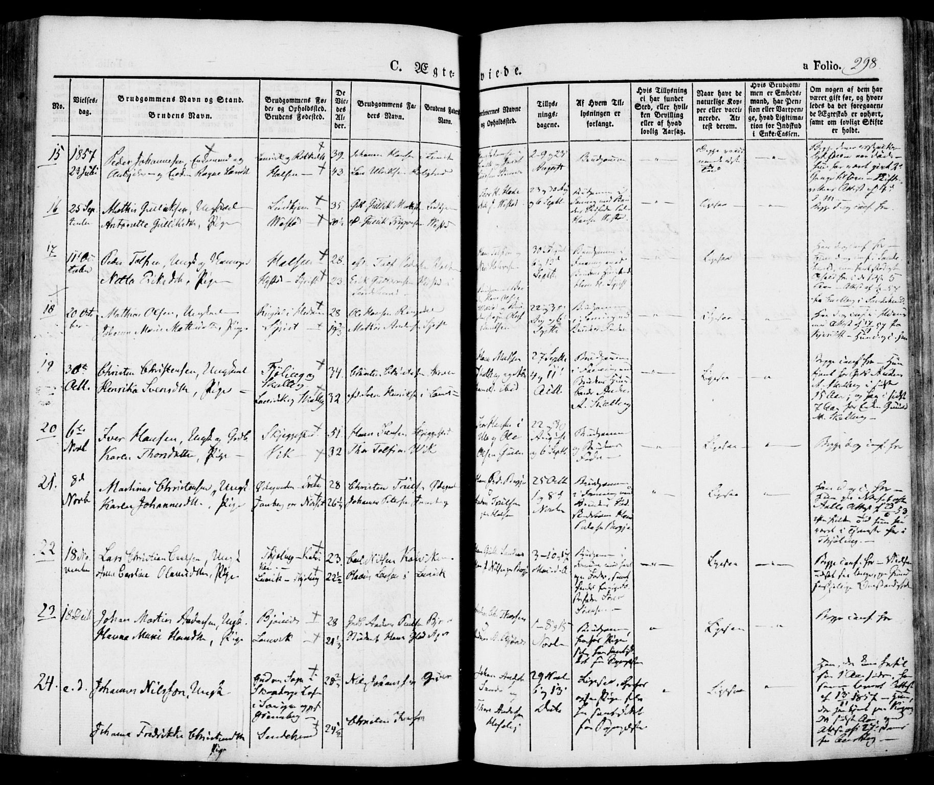 Tjølling kirkebøker, SAKO/A-60/F/Fa/L0006: Parish register (official) no. 6, 1835-1859, p. 298