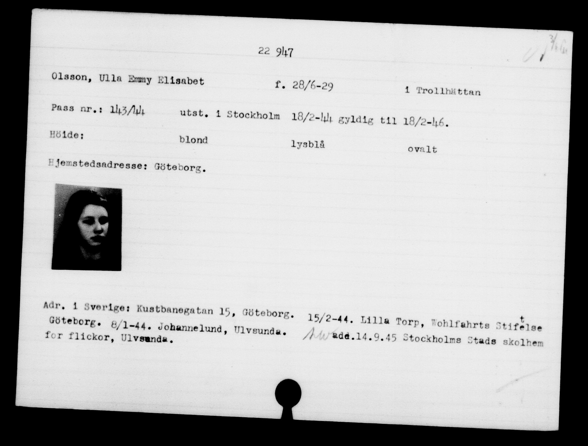 Den Kgl. Norske Legasjons Flyktningskontor, RA/S-6753/V/Va/L0010: Kjesäterkartoteket.  Flyktningenr. 22000-25314, 1940-1945, p. 1025