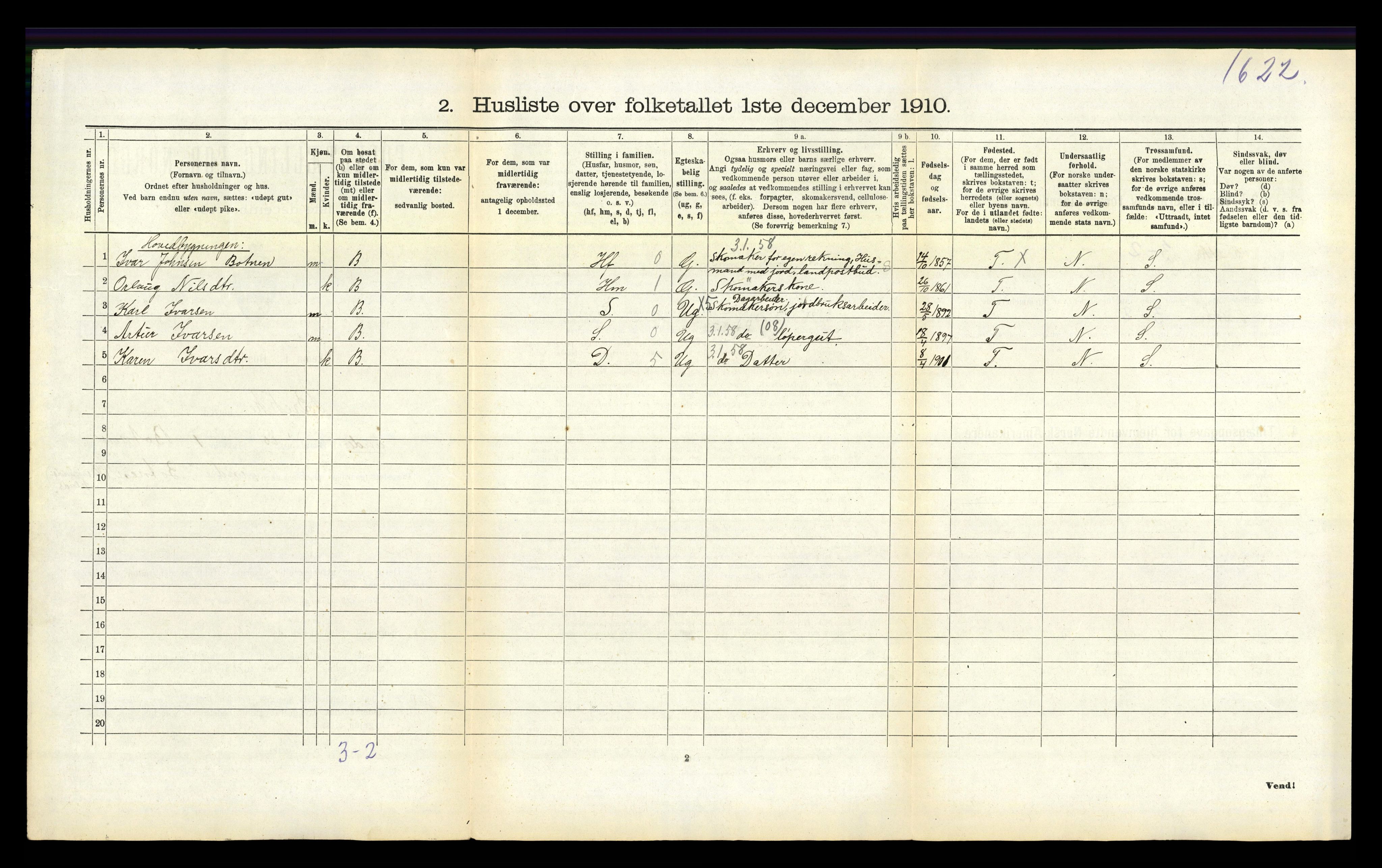 RA, 1910 census for Brekke, 1910, p. 226