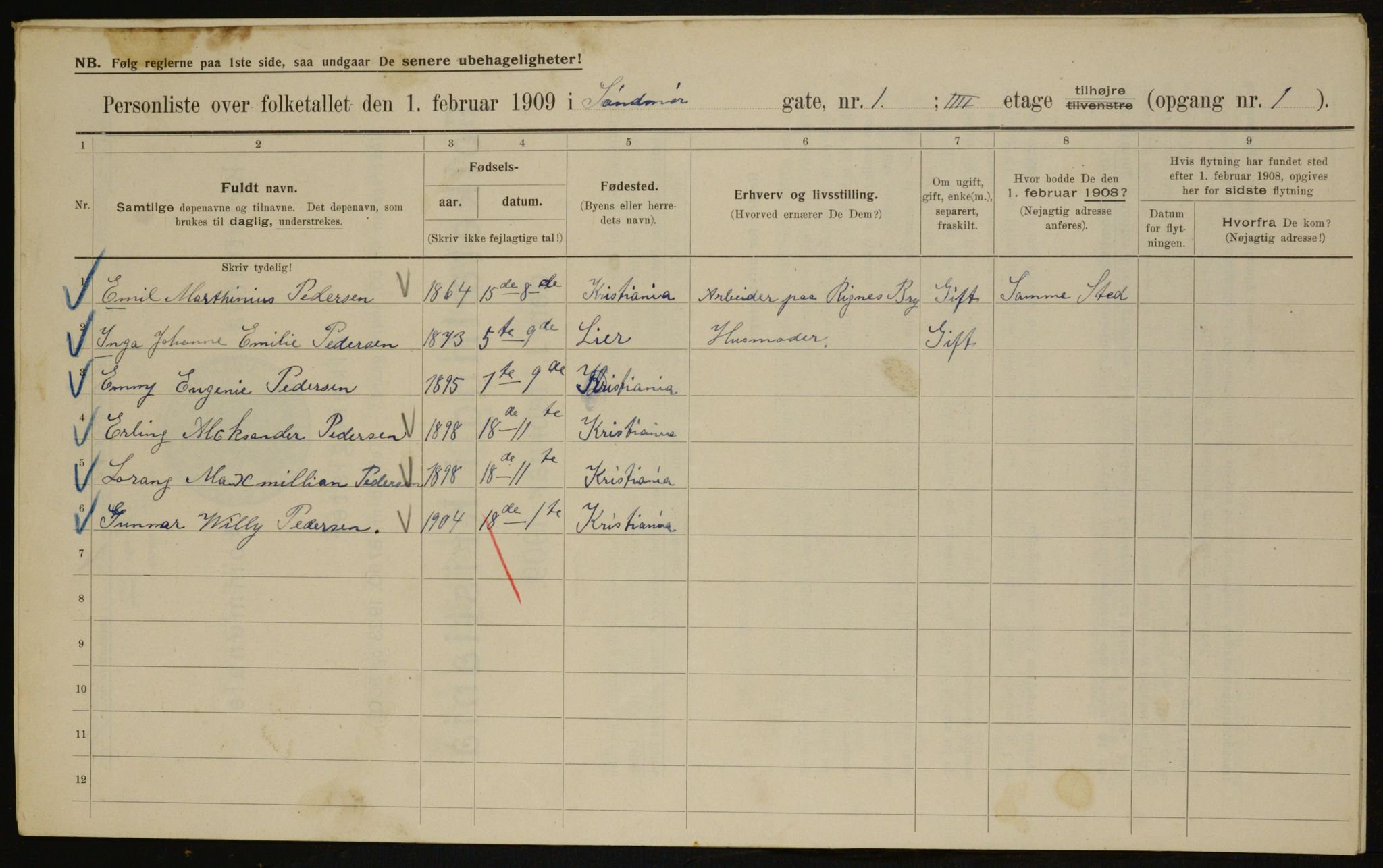 OBA, Municipal Census 1909 for Kristiania, 1909, p. 94723