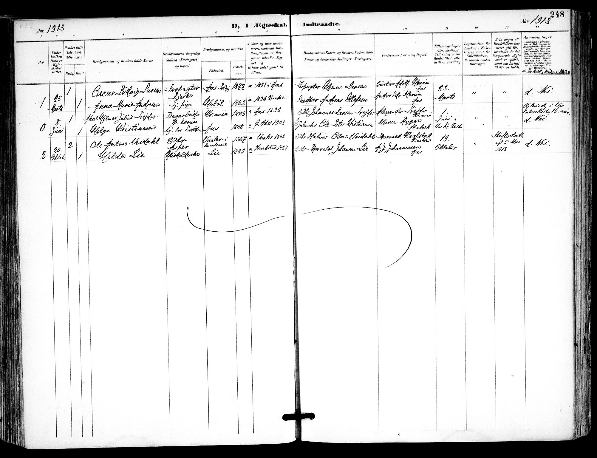 Kråkstad prestekontor Kirkebøker, SAO/A-10125a/F/Fa/L0010: Parish register (official) no. I 10, 1893-1931, p. 248
