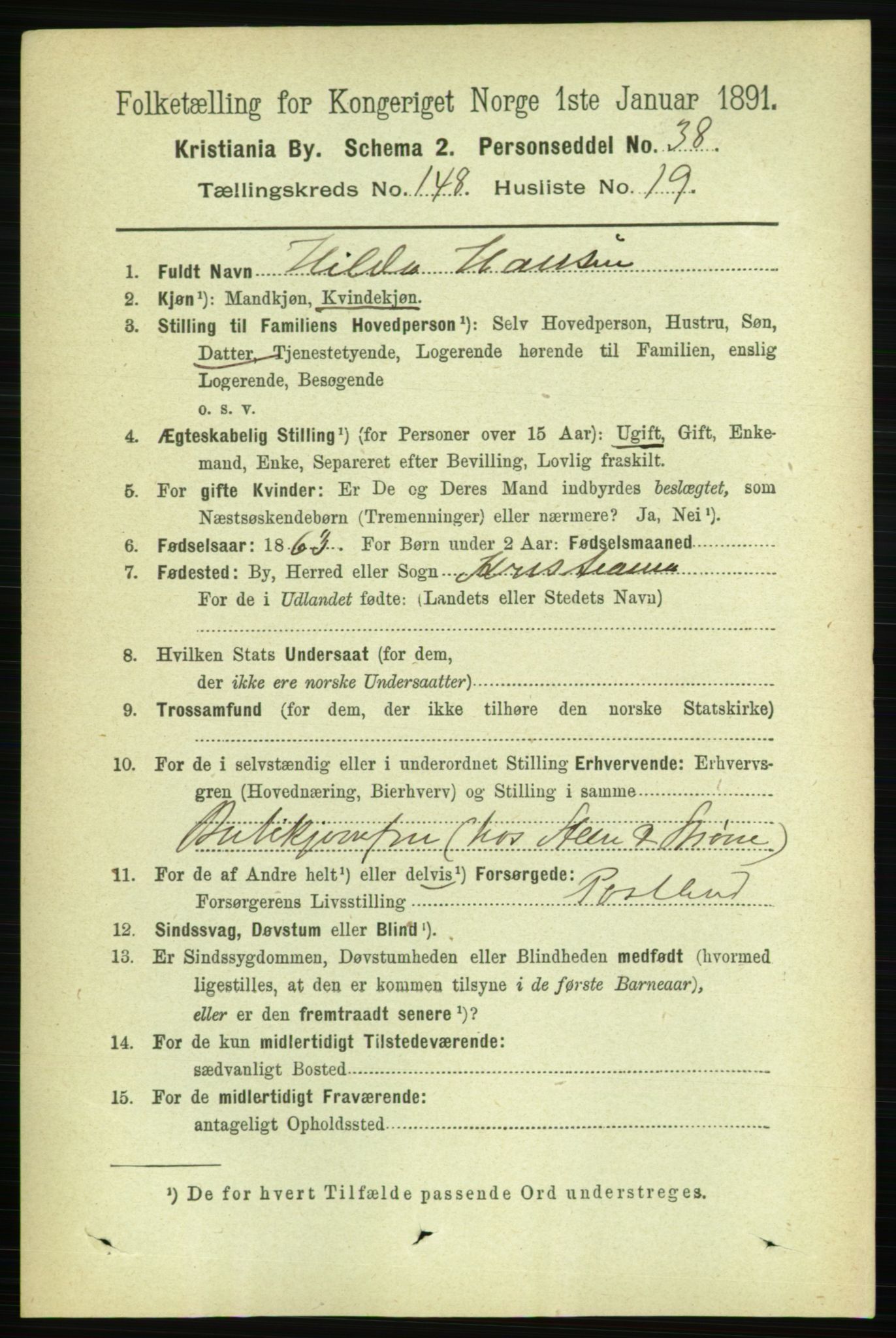 RA, 1891 census for 0301 Kristiania, 1891, p. 82631