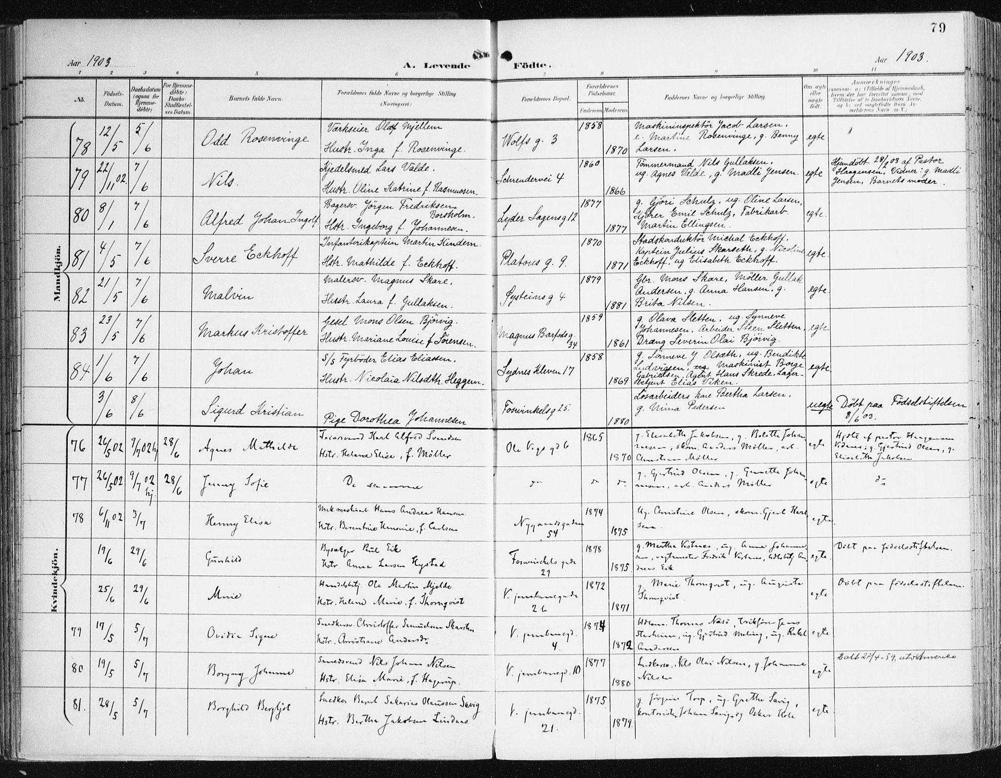 Johanneskirken sokneprestembete, AV/SAB-A-76001/H/Haa/L0002: Parish register (official) no. A 2, 1900-1912, p. 79