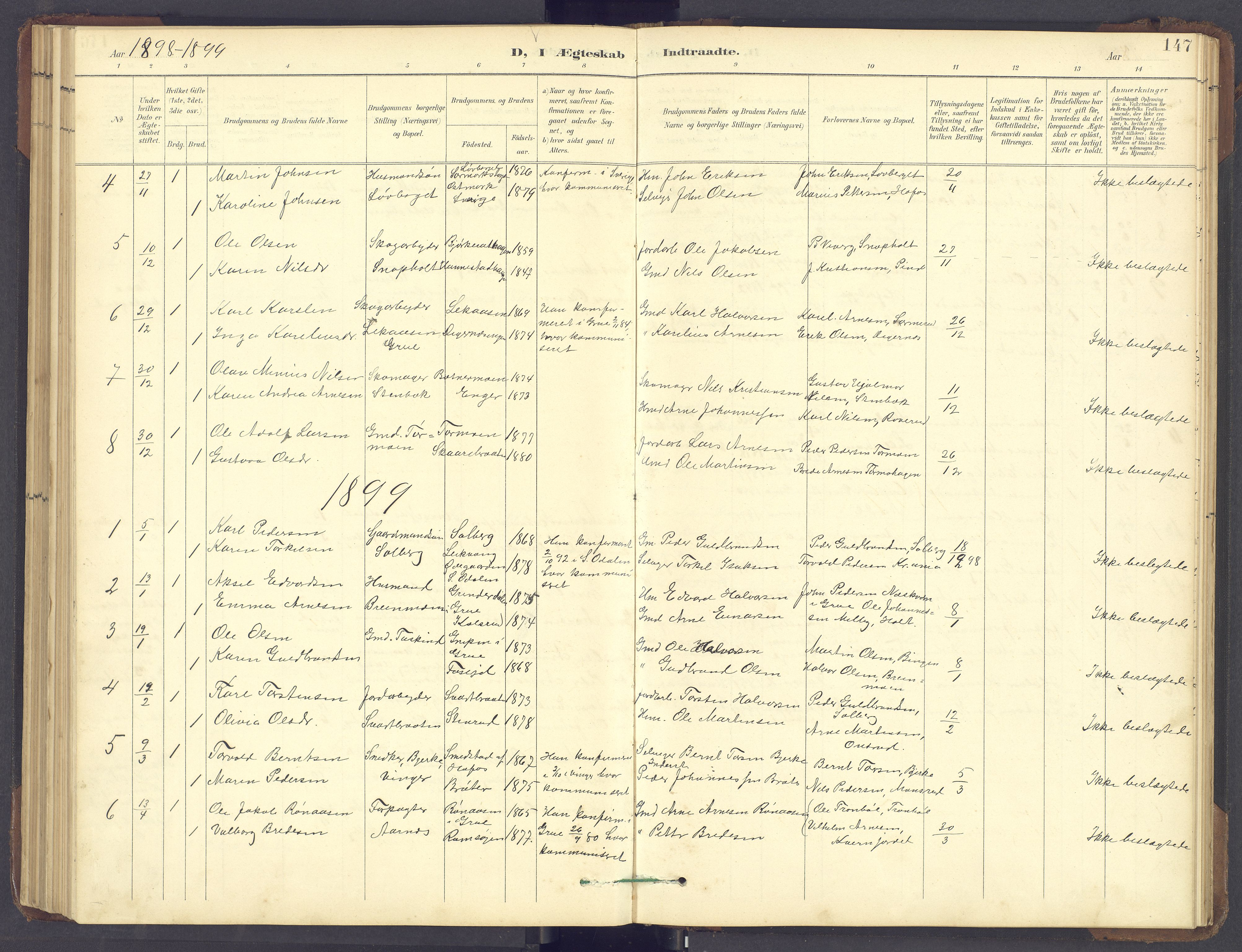 Brandval prestekontor, SAH/PREST-034/H/Ha/Hab/L0002: Parish register (copy) no. 2, 1895-1904, p. 147