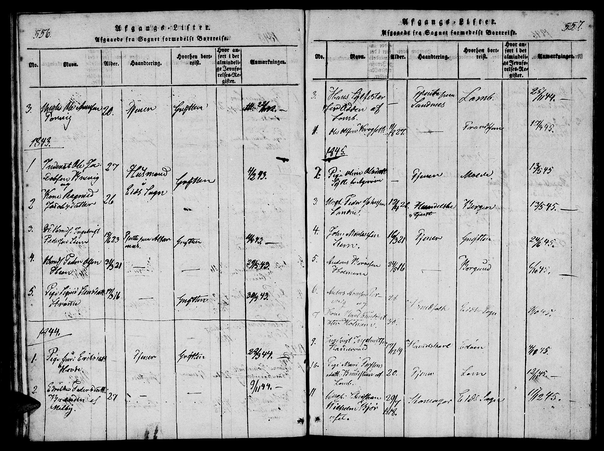 Ministerialprotokoller, klokkerbøker og fødselsregistre - Møre og Romsdal, AV/SAT-A-1454/548/L0612: Parish register (official) no. 548A01, 1818-1846, p. 556-557